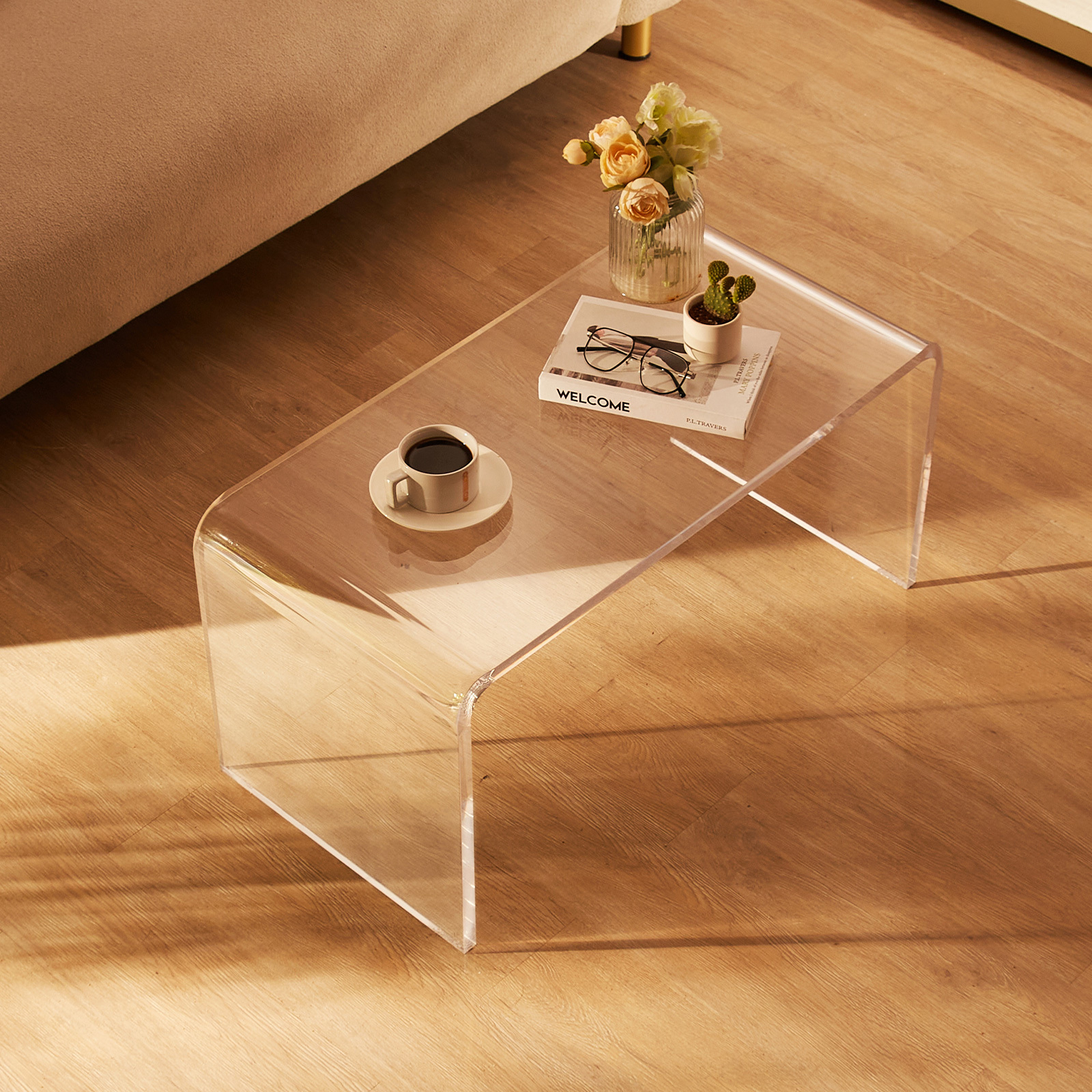   side table 813 x 401 x 414 mm u shaped acrylic table side table   table for drinks food snacks used   room bedroom study etc