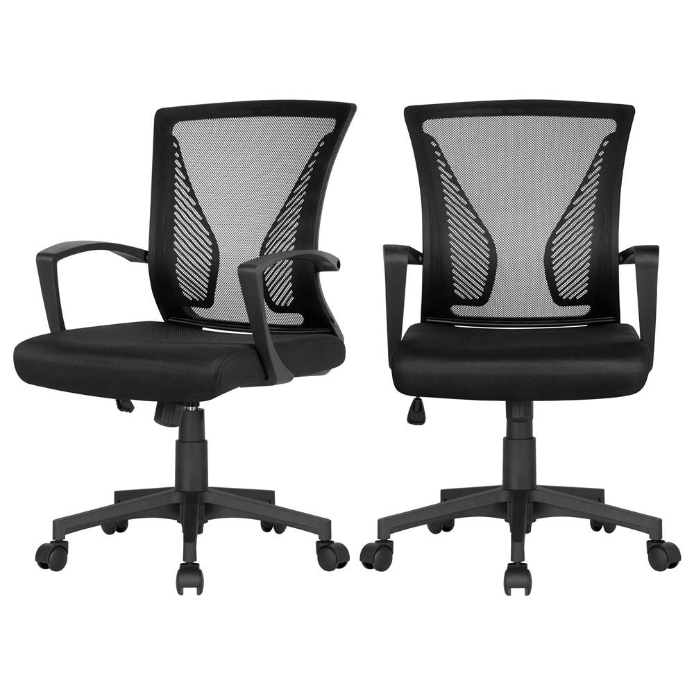 TEMU Costoffs Set Sedie da Scrivania Ufficio Ergonomica a Rotelle Girevole in Rete Inclinabile Altezza Regolabile con Braccioli