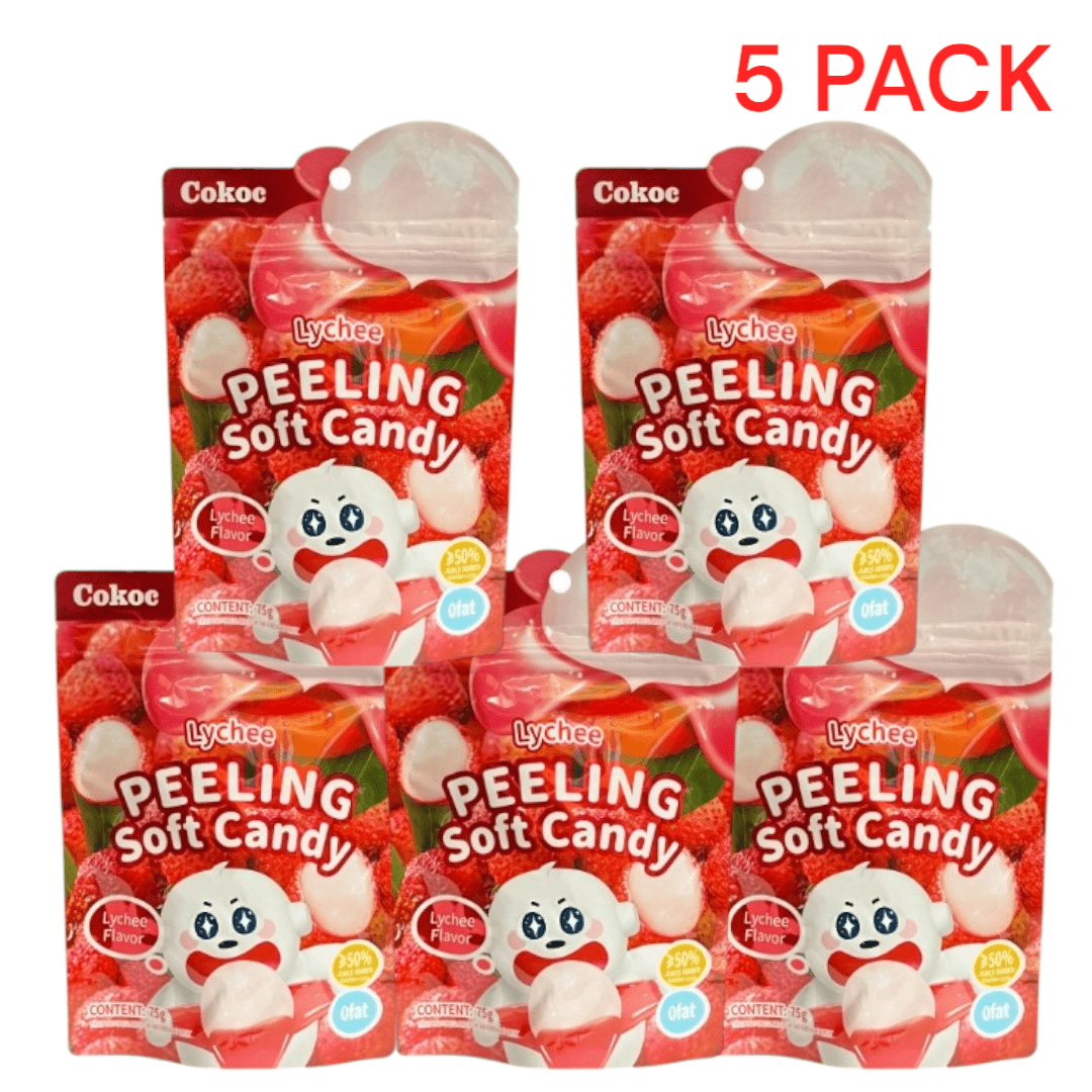 E-shop 5 Paks Cokoc-Litschi Geschmack Weiche Fruchtgummis 5 X 75g - Süße Fruchtsnacks, Gummibärchen, Leckerer Soft Candy, Perfekt als Geschenk & Party