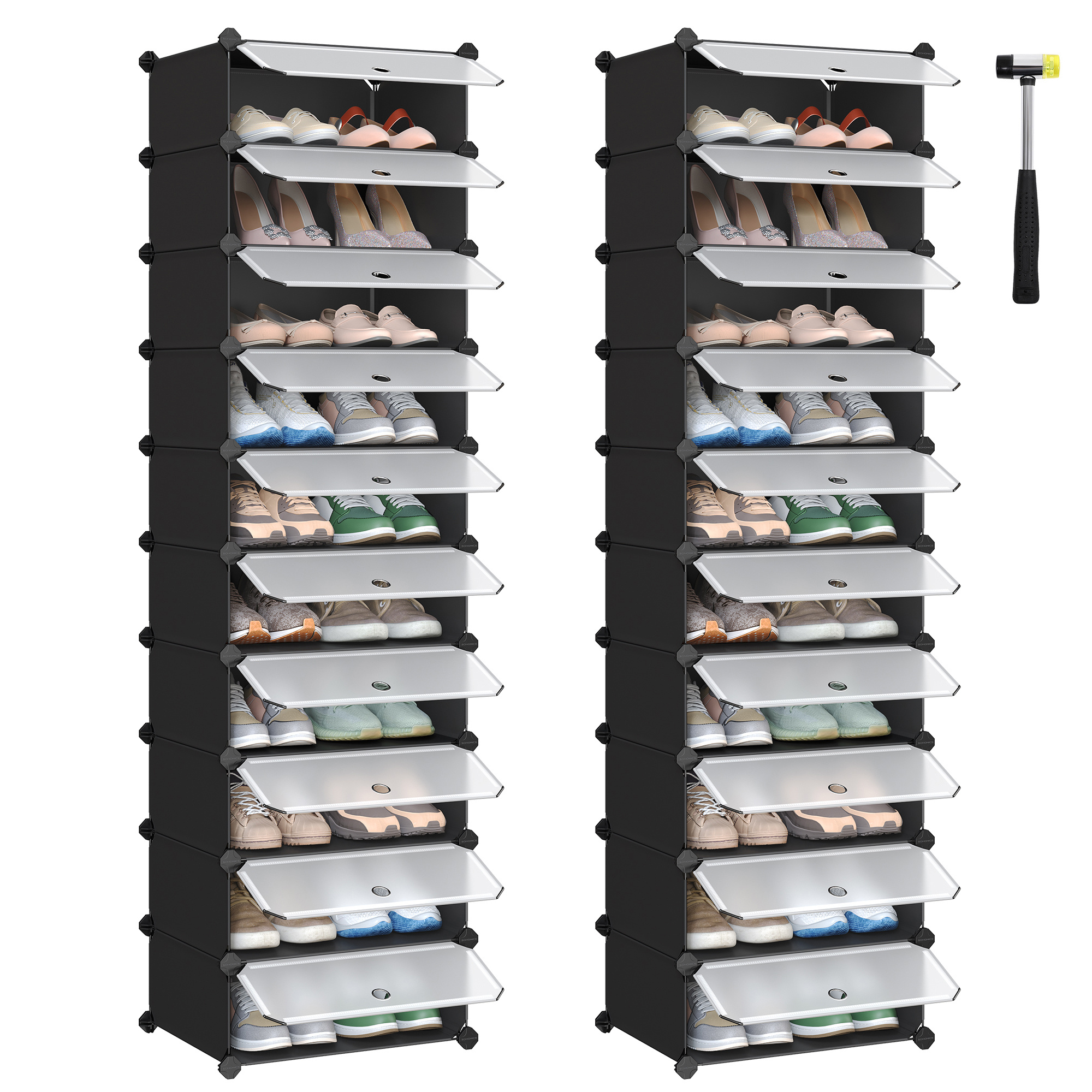 Image of Shoe Rack With 10 Tiers, Shoe Rack, Shelving System, Shoe Organizer, Diy Shelf, With Door, Made Of Pp Plastic