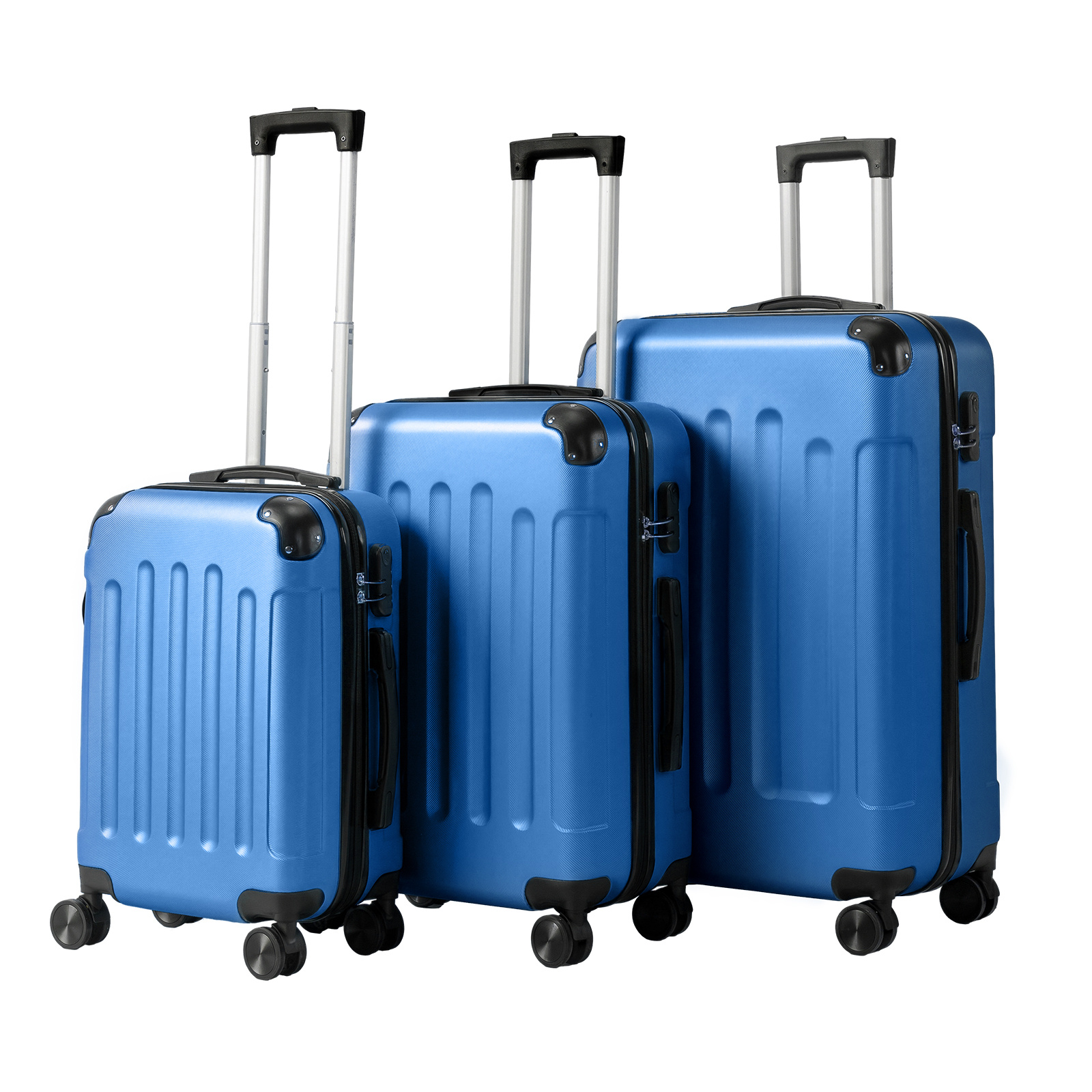 Image of Bonnlo 3pcs Hardside Luggage Set, Travel Suitcase With 4 Wheels, Abs Trolley M-l-xl, With Telescopic Handle, Lots Of Storage Space