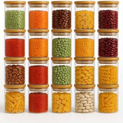 12 pack 200ml glass spice jars with lids airtight kitchen storage containers for herbs coffee tea cereal flour labels included organizer