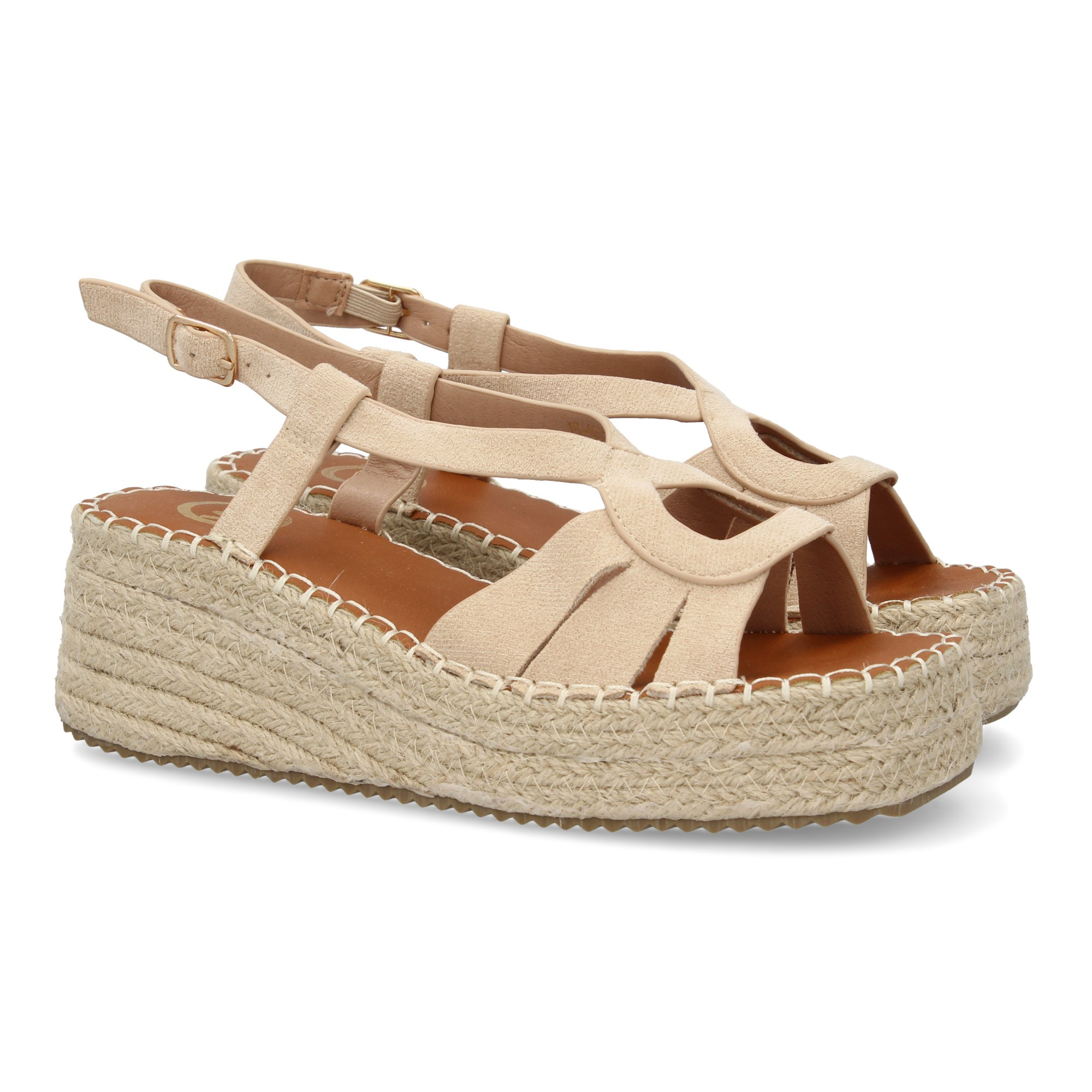 Women's Jute Wedge Sandals, Comfortable And Elegant, With Straps On The And Closure, Ideal For Spring Summer