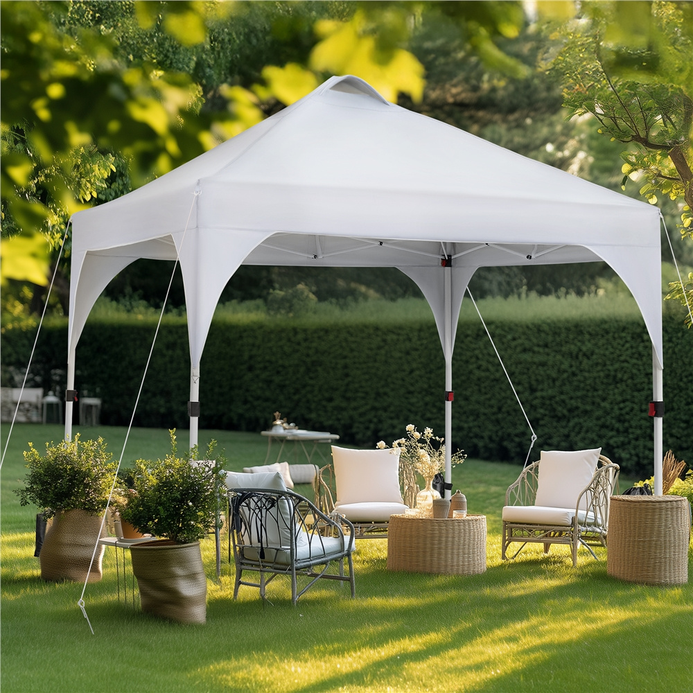 Costoffs 2.5 X 2.5 M Camping Tent Party Tent With 8 Pegs & 4 Guy Ropes & 4 Sandbags & 1 Wheeled Carry Bag For Garden/yard/park/market