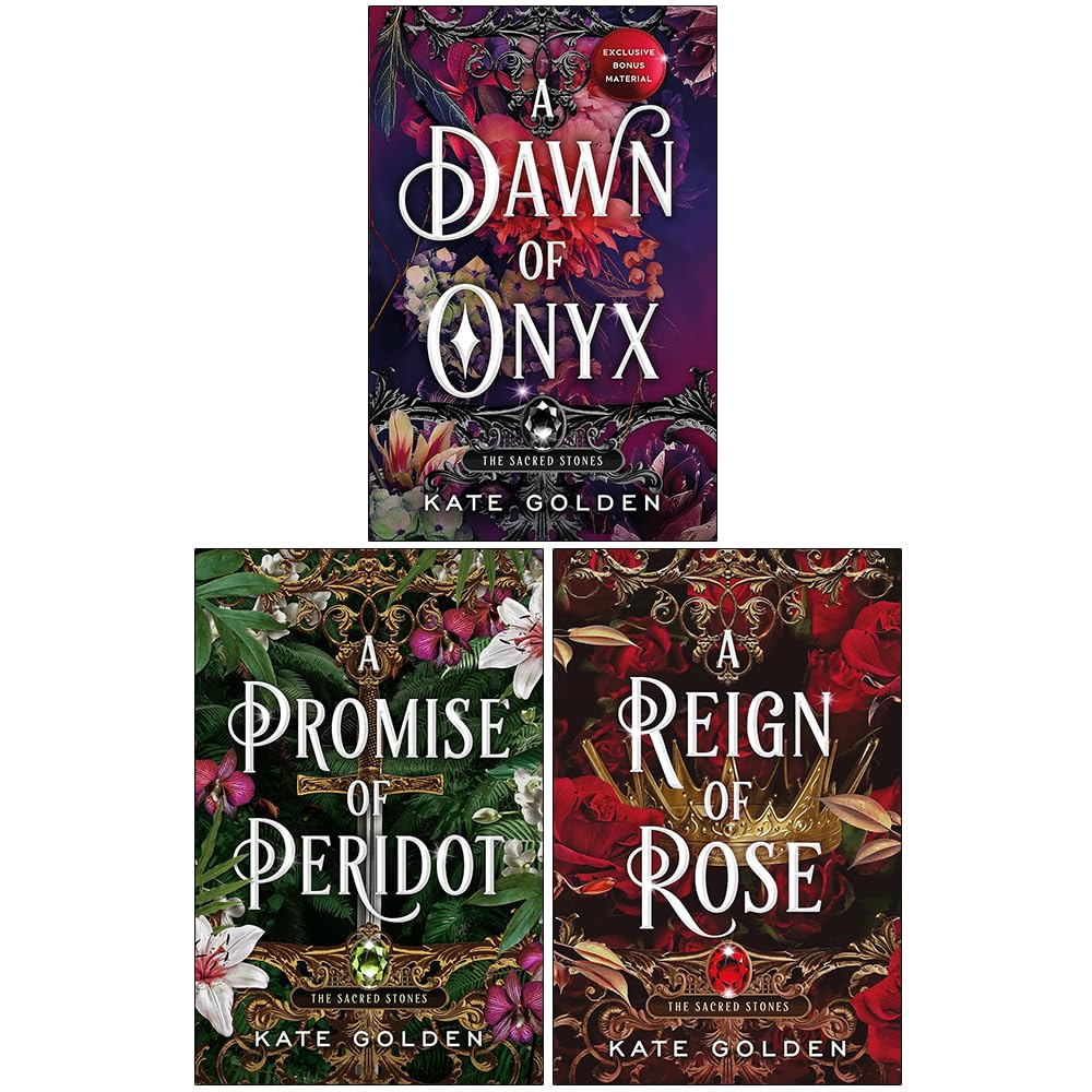 TEMU Sacred Stones Series 3 Books Collection Set By Kate Golden | Epic Fantasy Romance Trilogy - A Dawn Of Onyx, A Promise Of Peridot And A Reign Of