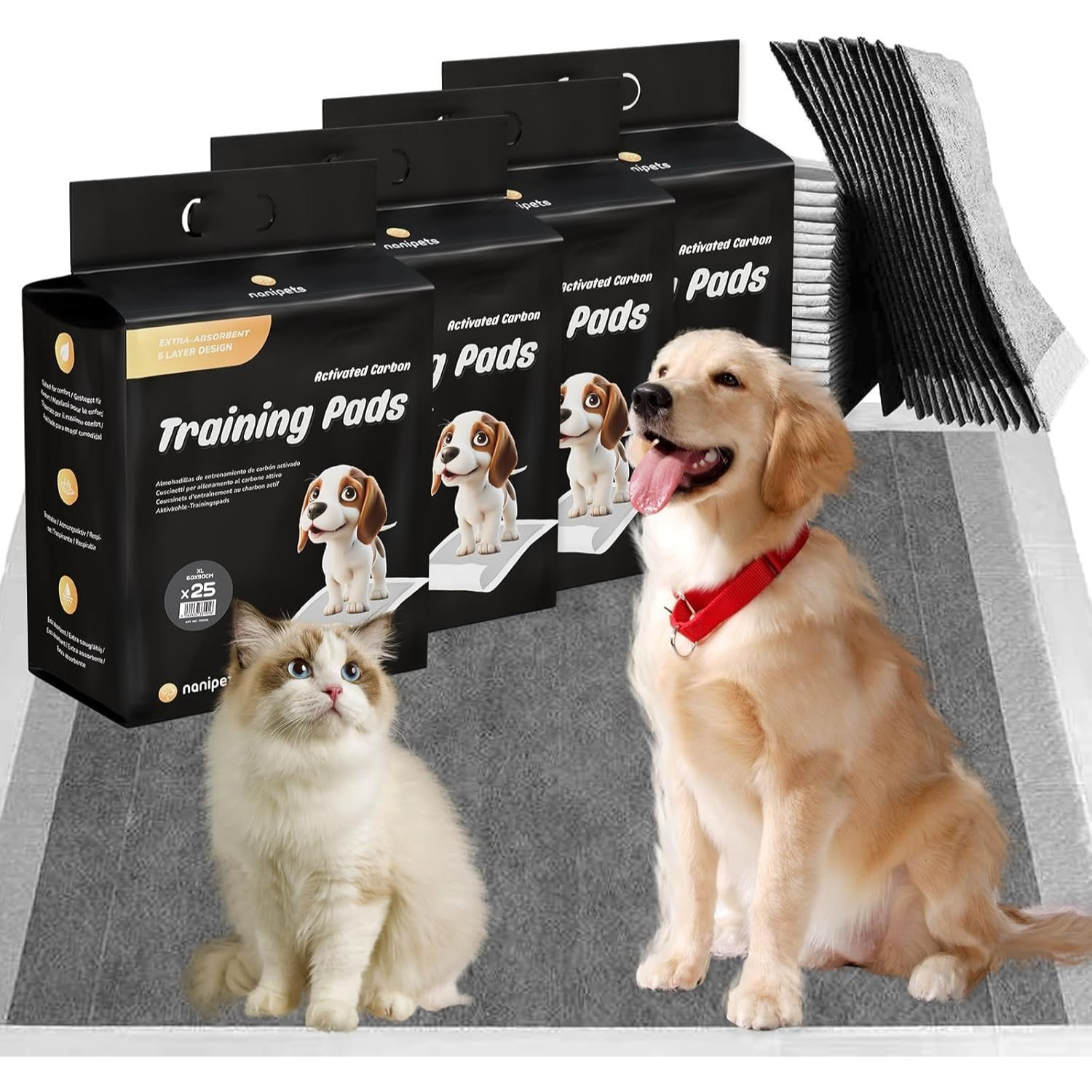 Nanipets® Training Pad For Dogs, Puppy Pads, Super Absorbent & Leak-proof Changing Mats, Pack Of 4 Bags