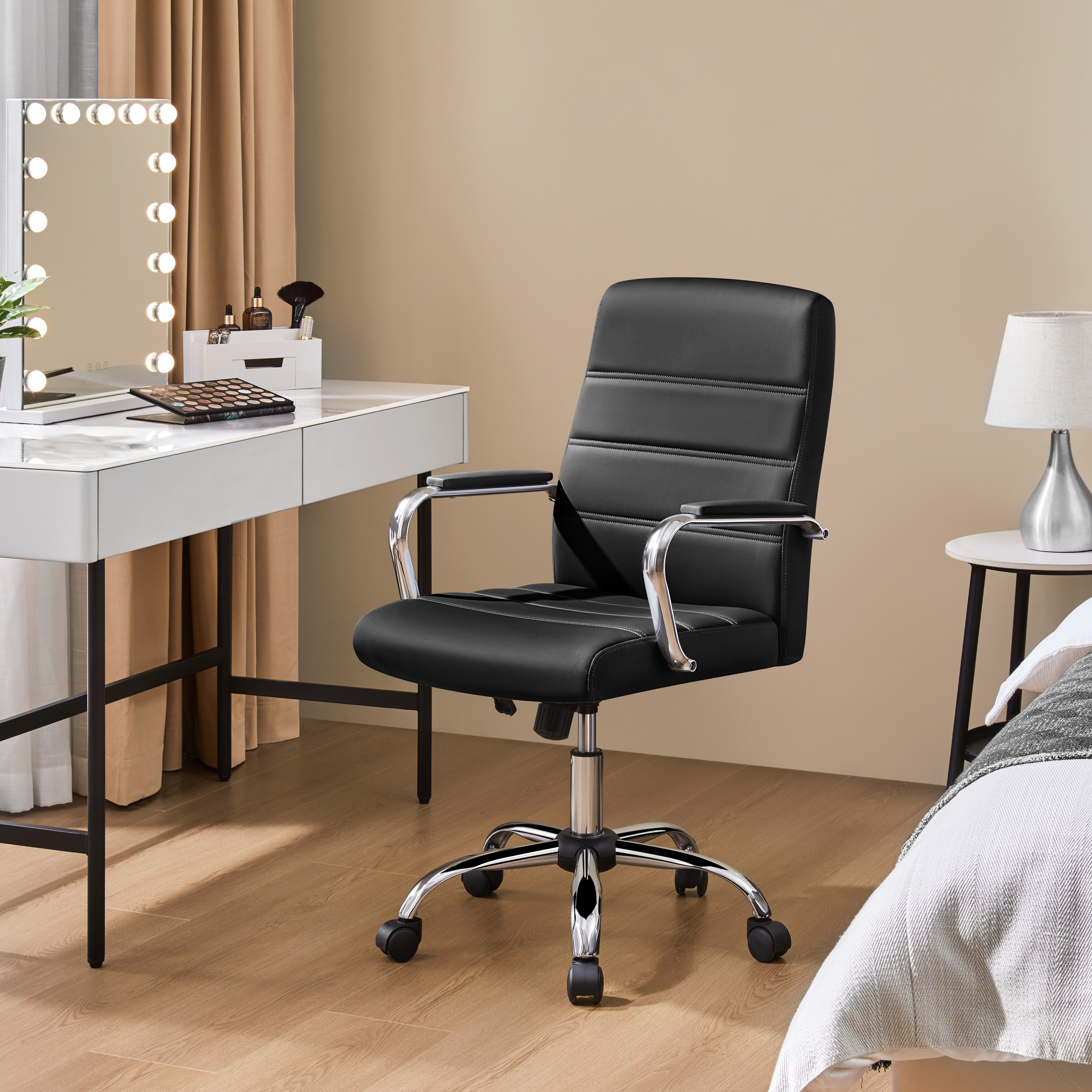 TEMU Costoffs Sedia Ergonomica per Ufficio in Similcuoio Girevole Reclinabile Altezza Regolabile Imbottita e su Ruote Stile Moderno