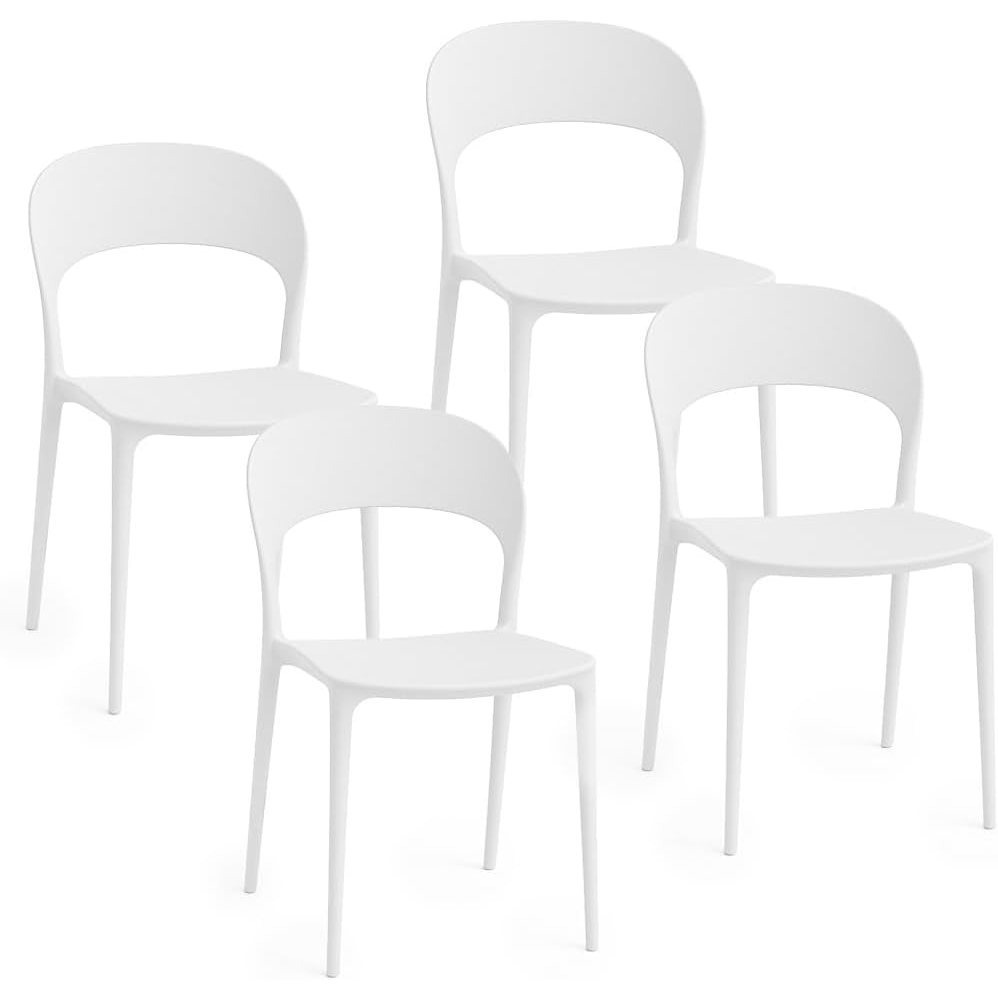 TEMU Baroni Home Set 4 Sedie in Plastica �� Sedie Impilabili, Pronte all��Uso Senza Montaggio, Facili da Pulire, con Piedini Antiscivolo per Maggiore