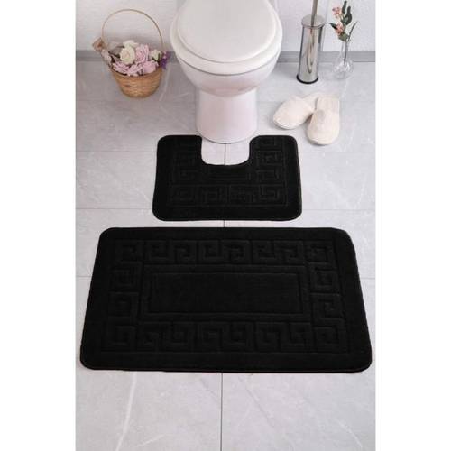 luxury 2pcs greek bath mat set non slip ultra soft bathroom mats water absorbent bath mats machine washable rug toilet mat for bathroom floor