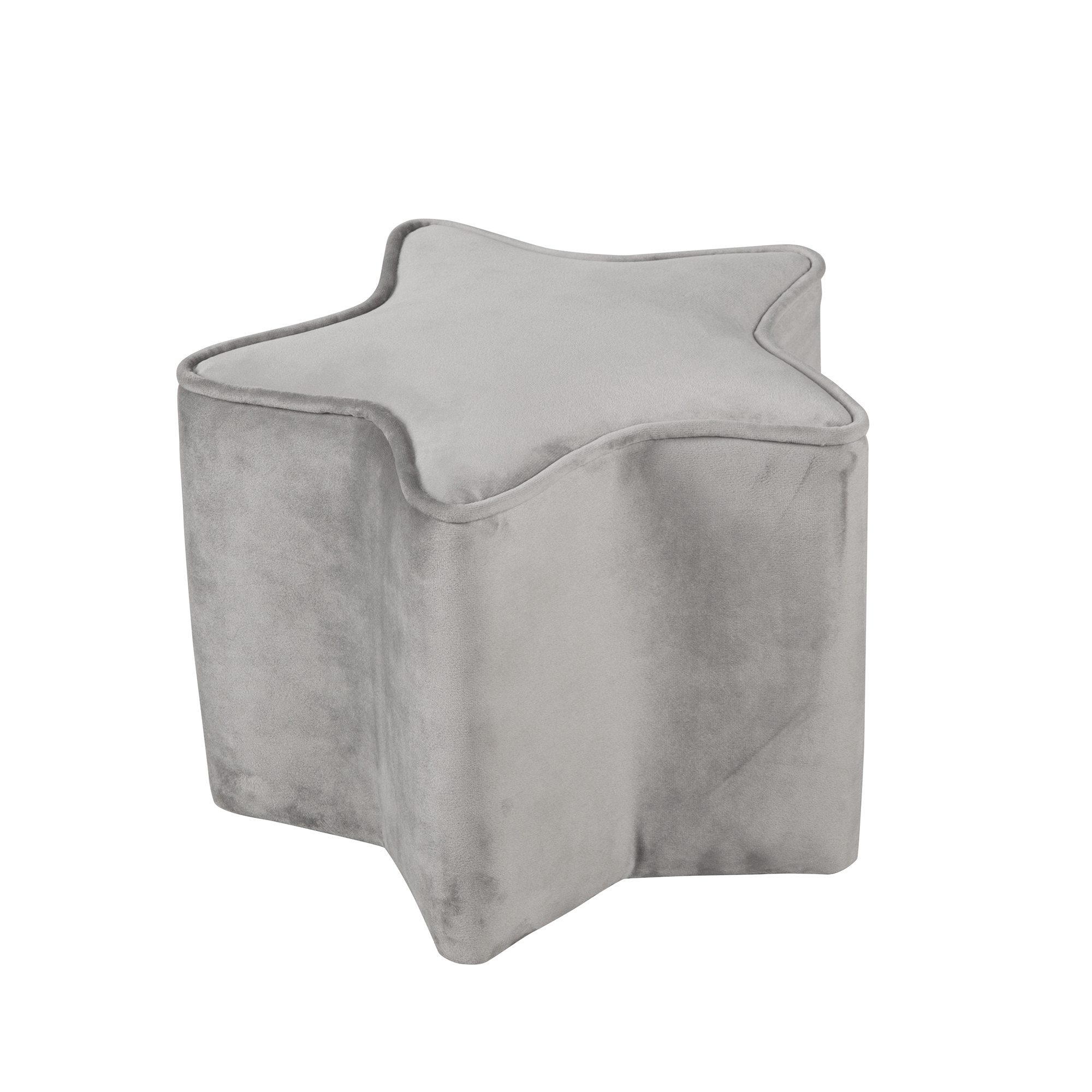 Roba Star-shaped Kids' Stool "lil Sofa", Comfortable Stool With Grey Velvet Cover, Pouf