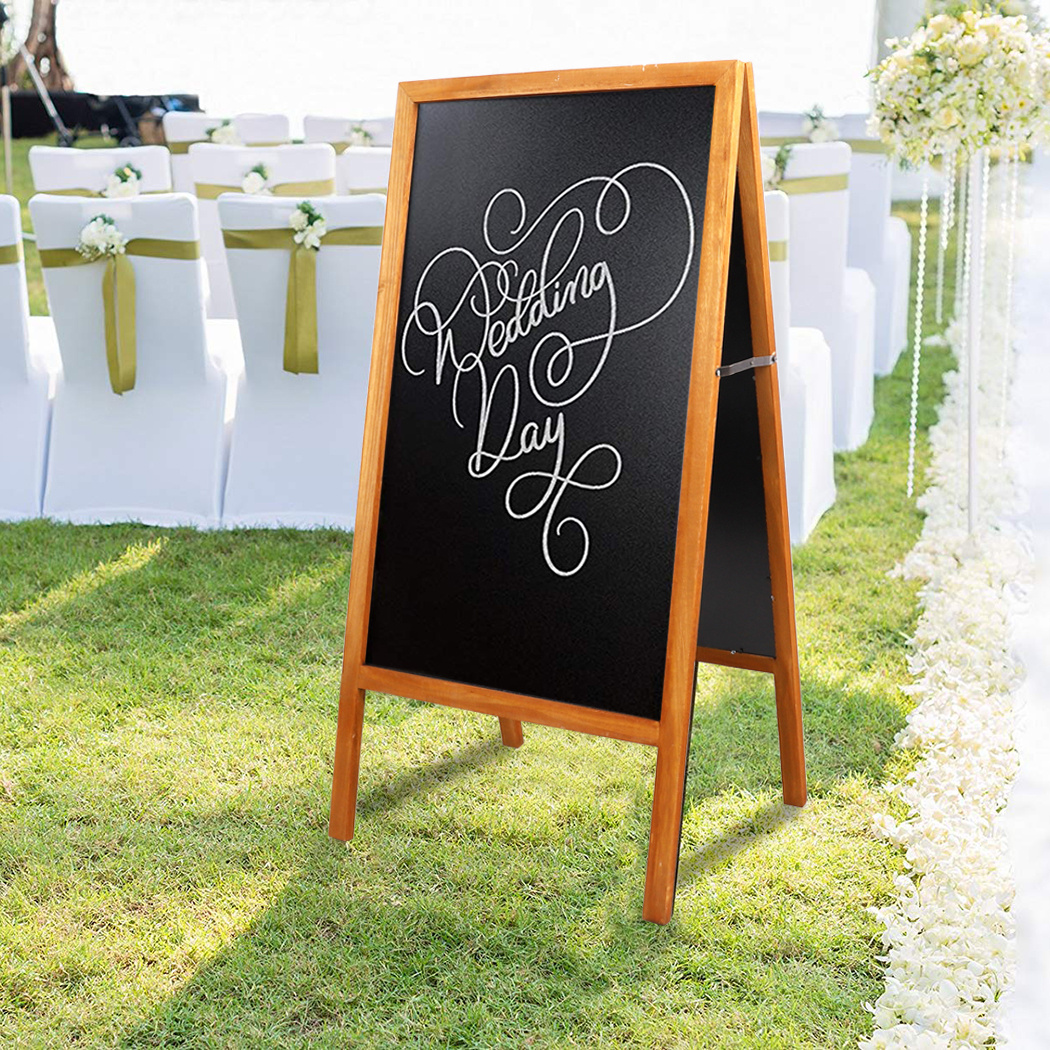 E-shop Rustikale A-Rahmen-Kreidetafel aus Holz, beidseitige freistehende Tafel, Massivholzrahmen, für Café, Restaurant, Hochzeit, Büro-Display,