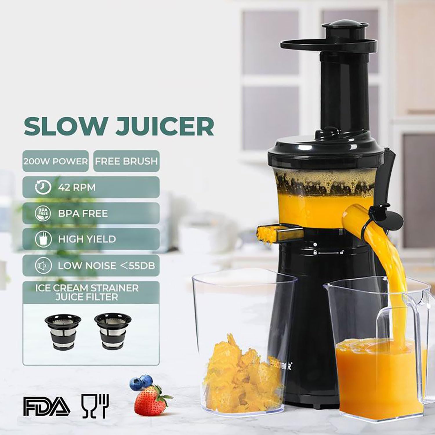 TEMU & Brown Juicer Machines, Slow Masticating Juicers And Vegetable, Professional Cold Press Juicer Extractor With Quiet Motor And Reverse Function