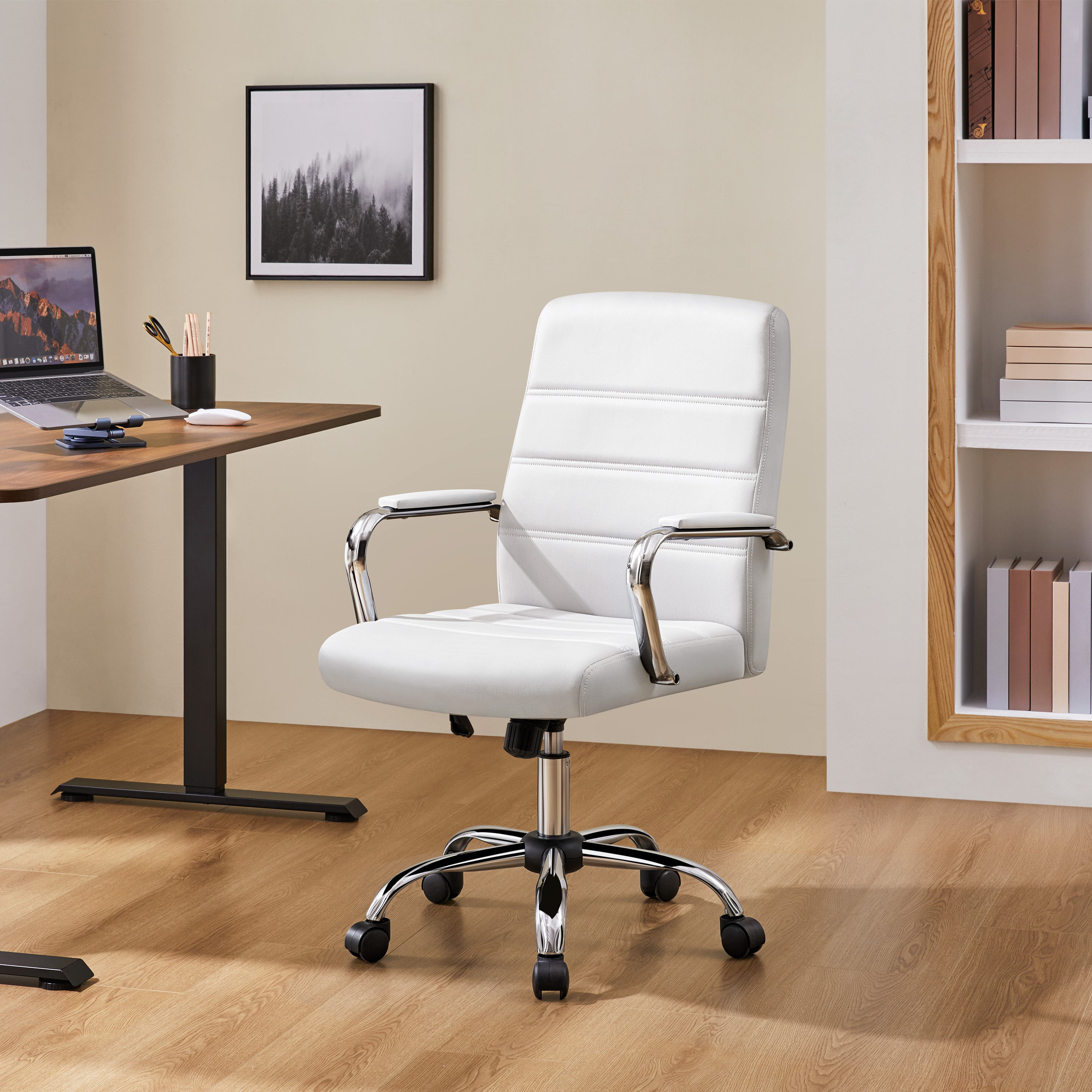 TEMU Costoffs Sedia Ergonomica per Ufficio in Similcuoio Girevole Reclinabile Altezza Regolabile Imbottita e su Ruote Stile Moderno