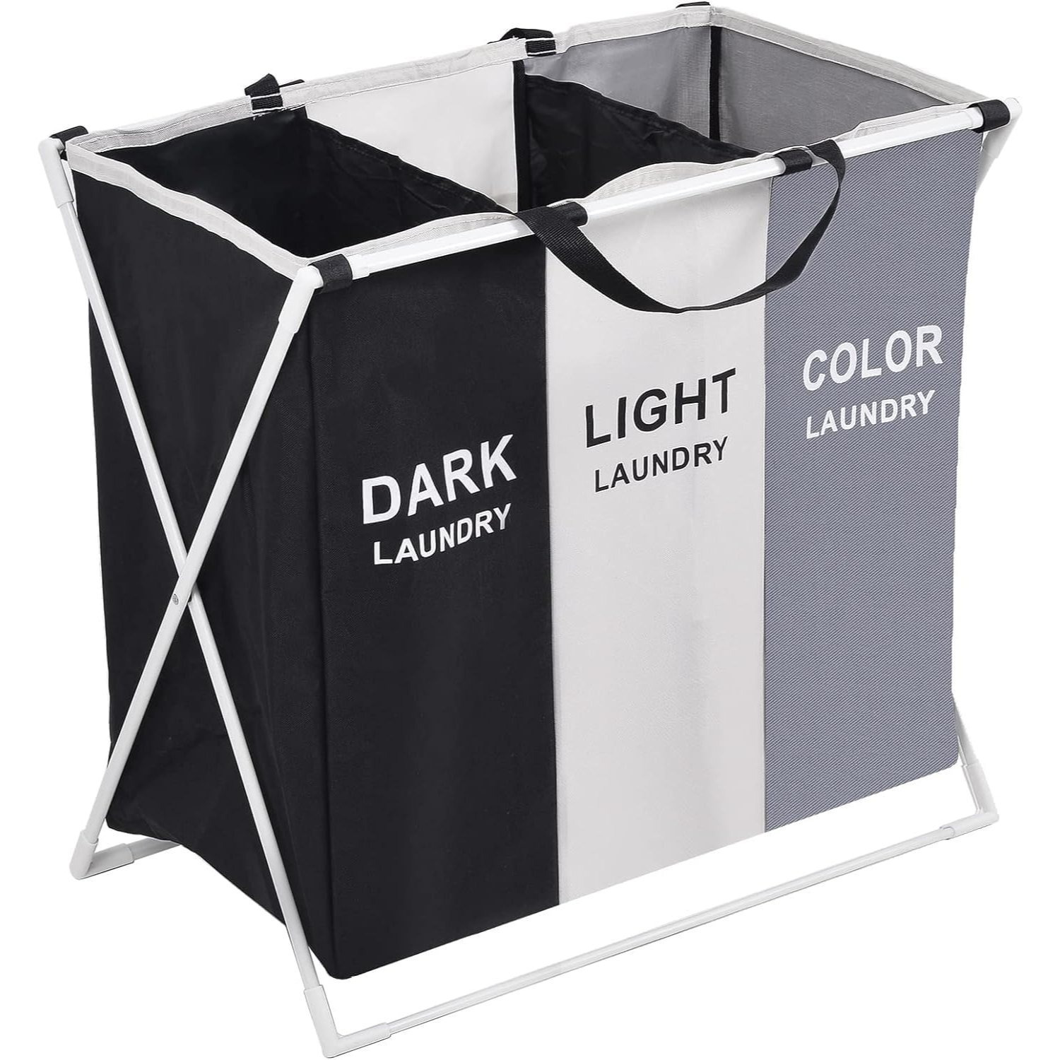 TEMU Laundry Basket 3 Sections Folding Laundry Basket Storage Bag Dirty Laundry Basket Bedroom Laundry Room Bathroom