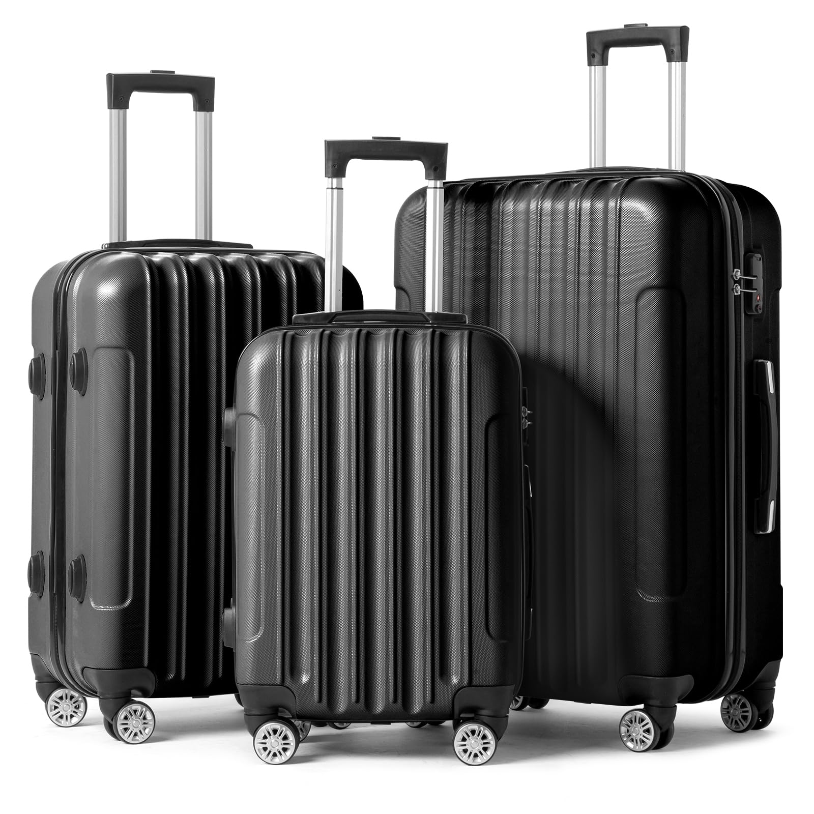 [3pcs Set]lightweight Abs Carry-on Luggage 20/24/28-inch Cabin Suitcase With 4 Spinner Wheels, Airplane Approved Hand Luggage Trolley Baggage