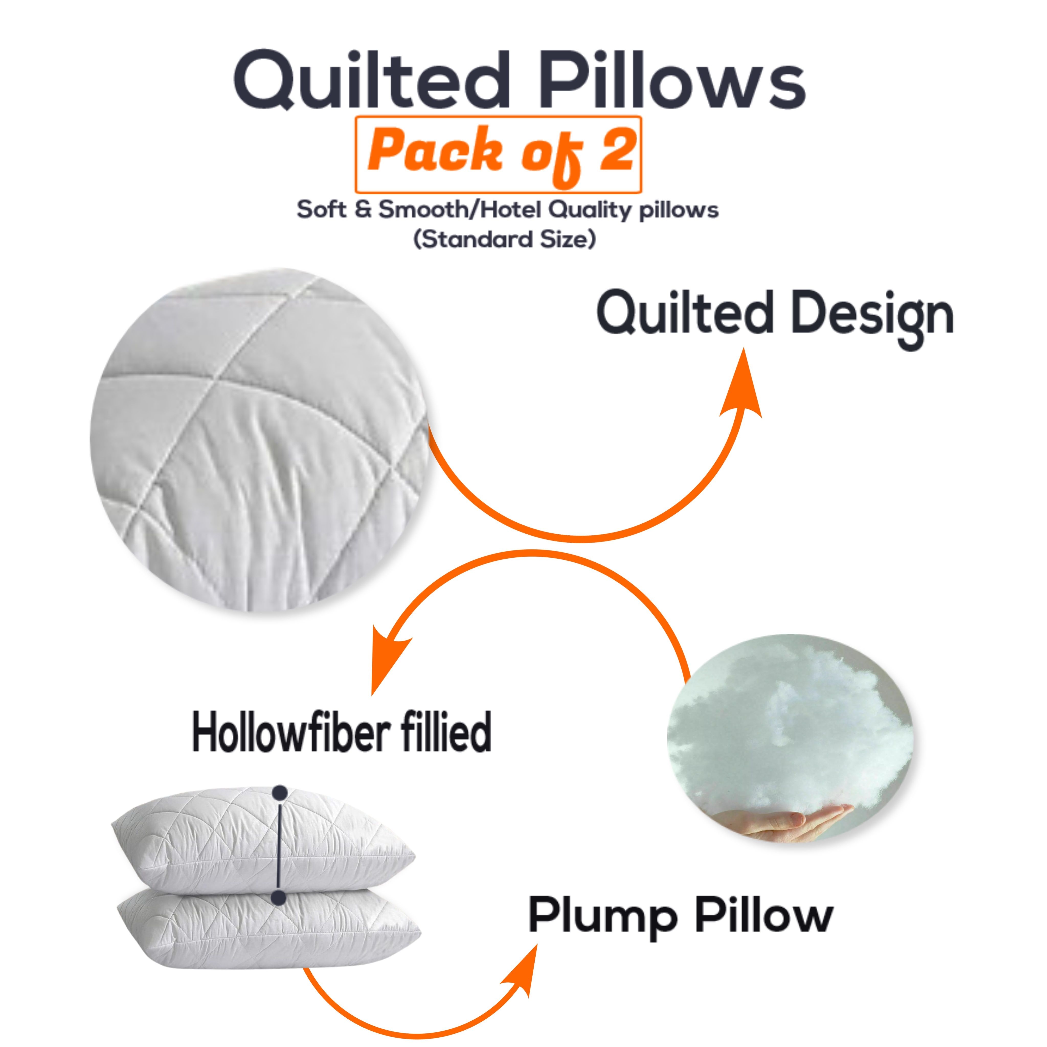 quilted pillows pack of 2 hotel quality bounce back deep filled pillows 29 x 19 details 1