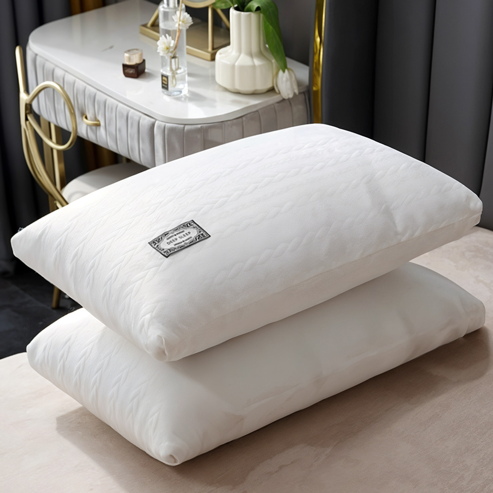 Set of 2 Luxury Hotel Quality Pillows, Deep Sleep Neck Support Pillow, Soft Breathable Bedding Pillow, Comfortable Non-Collapse High Pillow Core for Side, Back, Stomach Sleepers, All-season Use, Living Room, Bedroom, Office, Home Decor, Christmas Present, Halloween Gift, 74x48cm