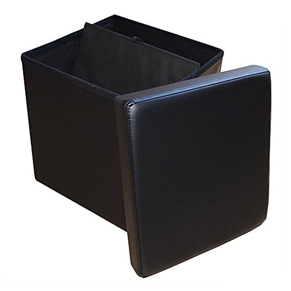 Storage Stool, 38 * 38 * 38cm, Artificial Leather, Foldable Seat Cube Footstool, Loadable Up To 150kg, For Living Room, Bedroom, Hallway (black)
