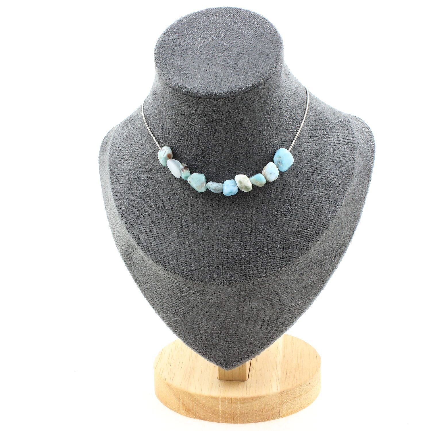 10-bead Necklace With Stainless Steel Chain From The Dominican Republic
