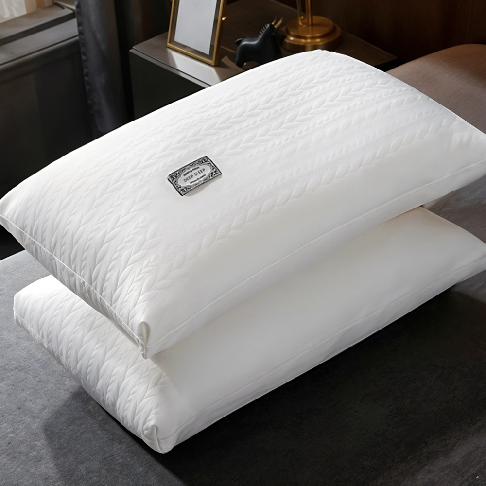 Set of 2 Luxury Hotel Quality Pillows, Deep Sleep Neck Support Pillow, Soft Breathable Bedding Pillow, Comfortable Non-Collapse High Pillow Core for Side, Back, Stomach Sleepers, All-season Use, Living Room, Bedroom, Office, Home Decor, Christmas Present, Halloween Gift, 74x48cm