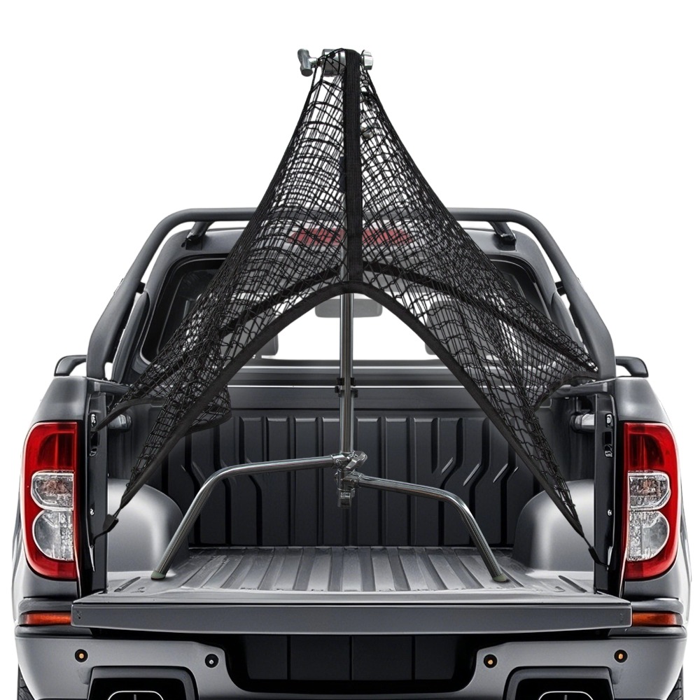 Image of Truck Cargo Net 120x120cm (stretchable Up To 250x250cm) Load Securing Net With 4 Metal Carabiners Universal For Pickup Trucks, Suvs, For Travel & Outdoor