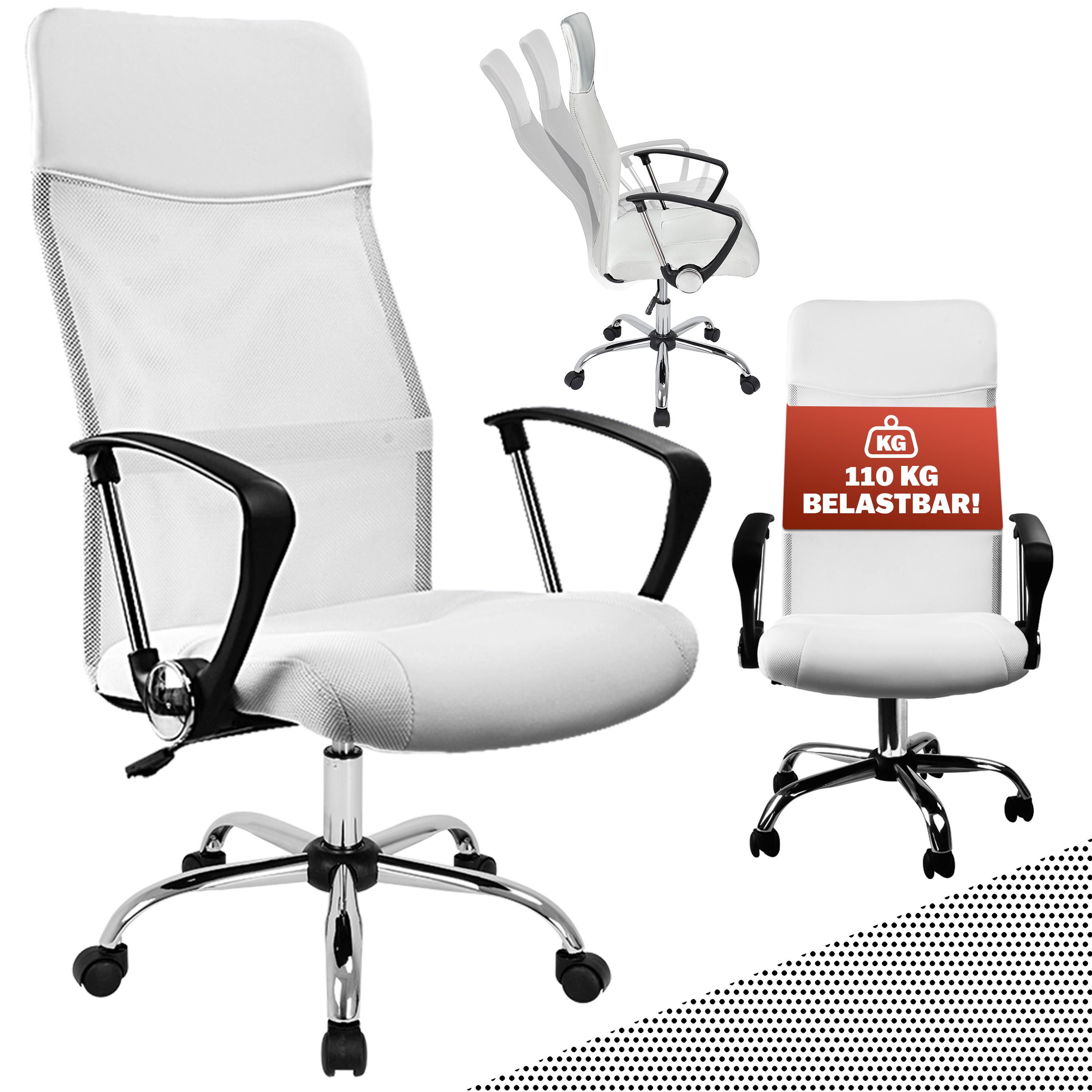 TEMU Casaria® Office Chair Ergonomic High Backrest Hardness Adjustment 46-60cm Seat Height Tilt Function Lumbar And Headrest Office Desk Swivel Chair