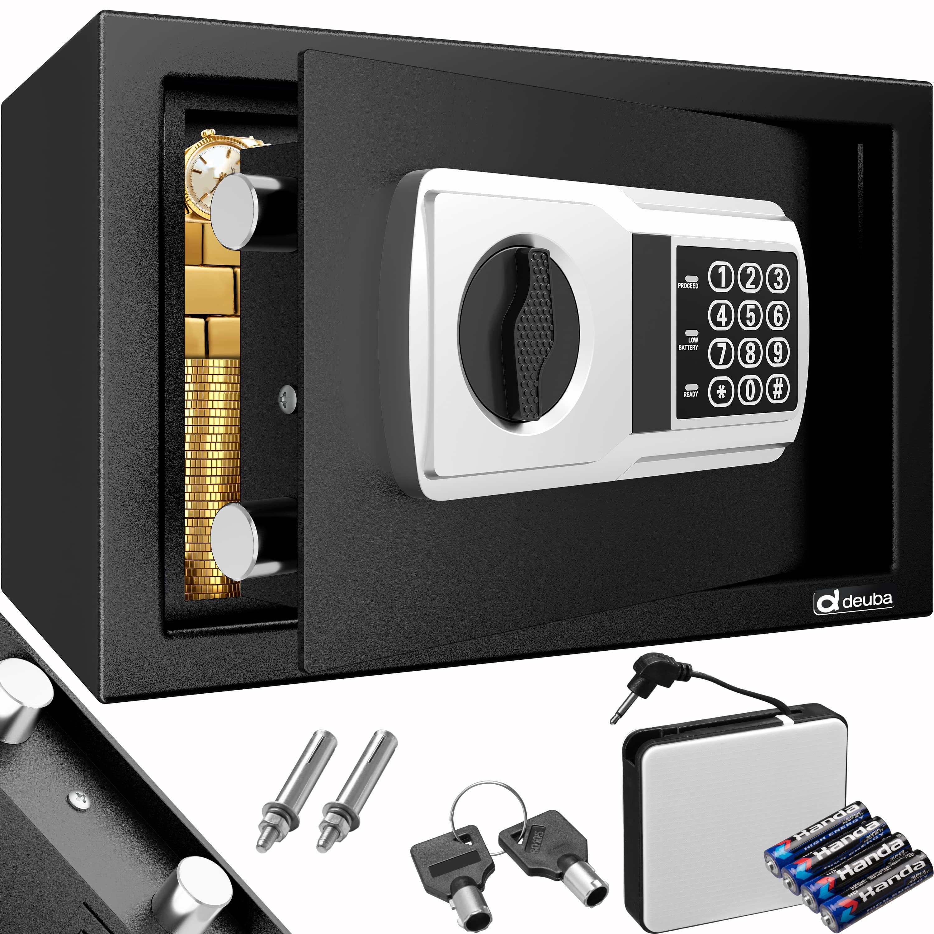 TEMU Fuerte 31X20X20Cm Cerradura de Acero con Pasadores de Acero, Puerta de Acero, Cerradura Digital, Luz LED, Llave de Emergencia, de Batería