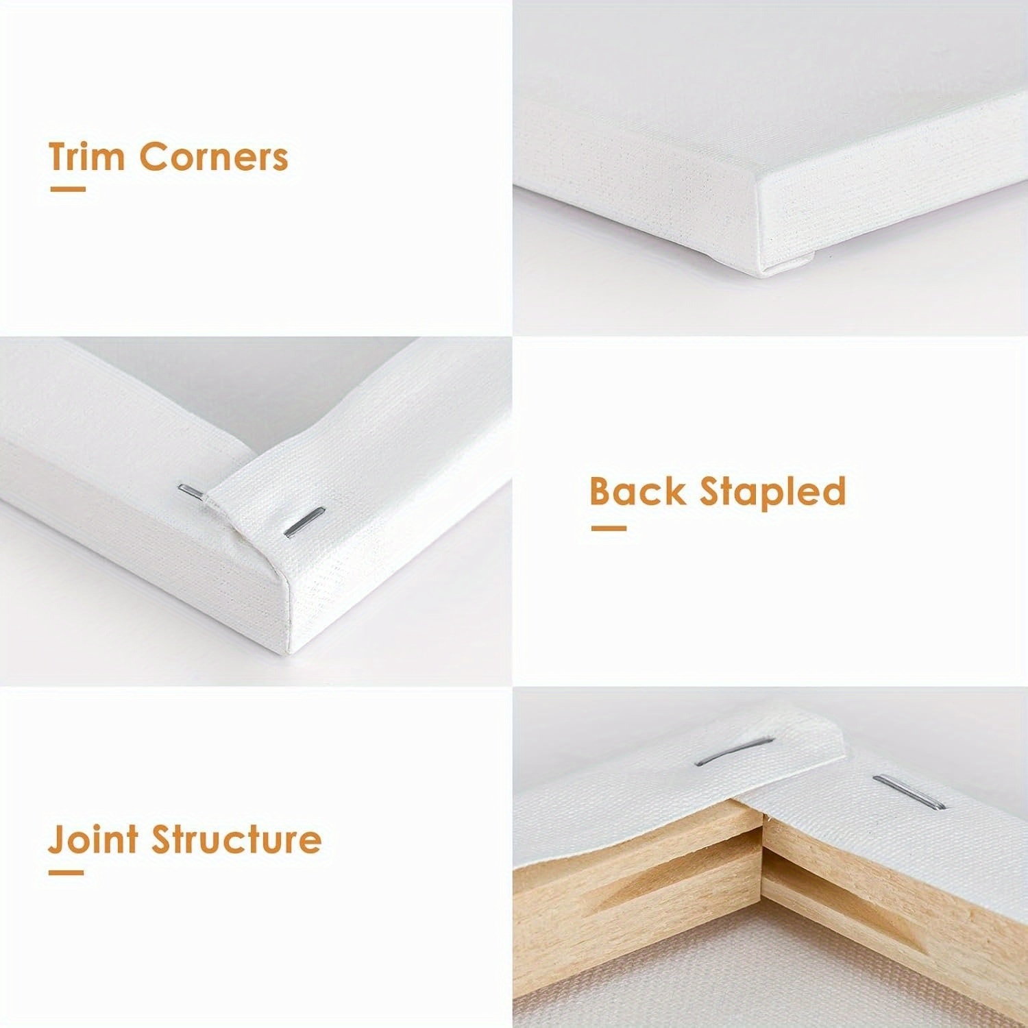 20-Pack Stretched Canvas Set, 100% Cotton Primed White
