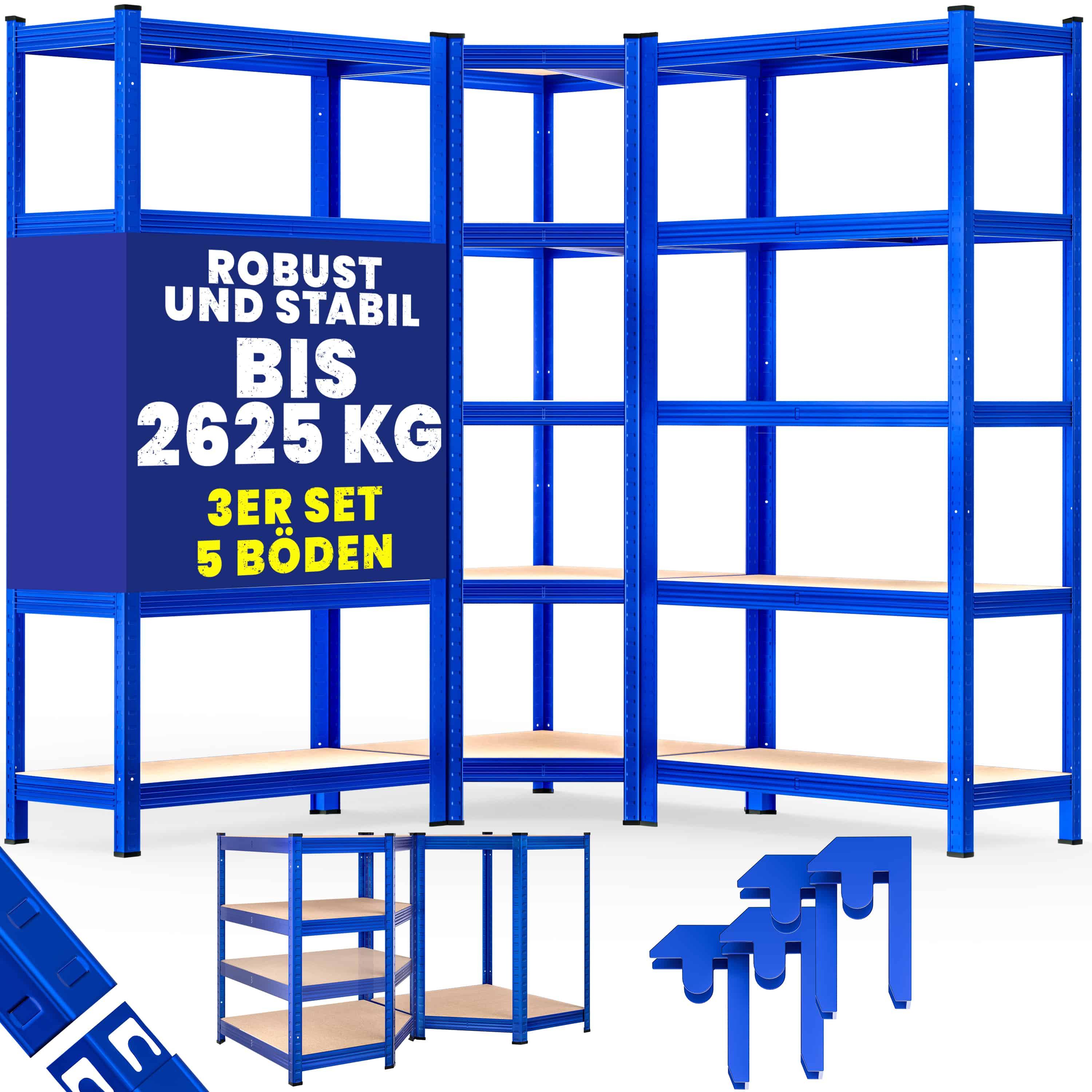 Image of Monzana® 3-piece Heavy-duty Corner Shelf Set, 2625 Kg, 15 Mdf Boards, Storage Shelf, Basement Shelf, Pegboard Shelf, Workshop Shelf, Shelving System
