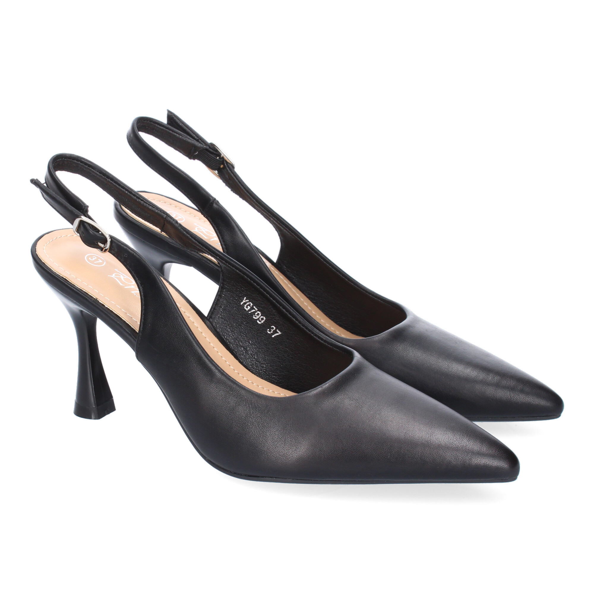 Women's Shoe, Salon Style, With Heel, Fine Point, Open Toe And Adjustable .