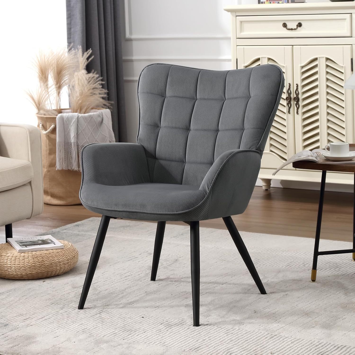 Image of Armchair, Lounge Chair -- Comfortable, Corduroy Seat, Multifunctional Lounge Chair For Bedroom, Balcony, Living Room | Cozy Lounge Corner