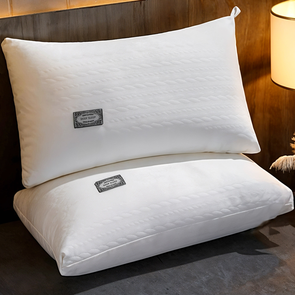 Set of 2 Luxury Hotel Quality Pillows, Deep Sleep Neck Support Pillow, Soft Breathable Bedding Pillow, Comfortable Non-Collapse High Pillow Core for Side, Back, Stomach Sleepers, All-season Use, Living Room, Bedroom, Office, Home Decor, Christmas Present, Halloween Gift, 74x48cm