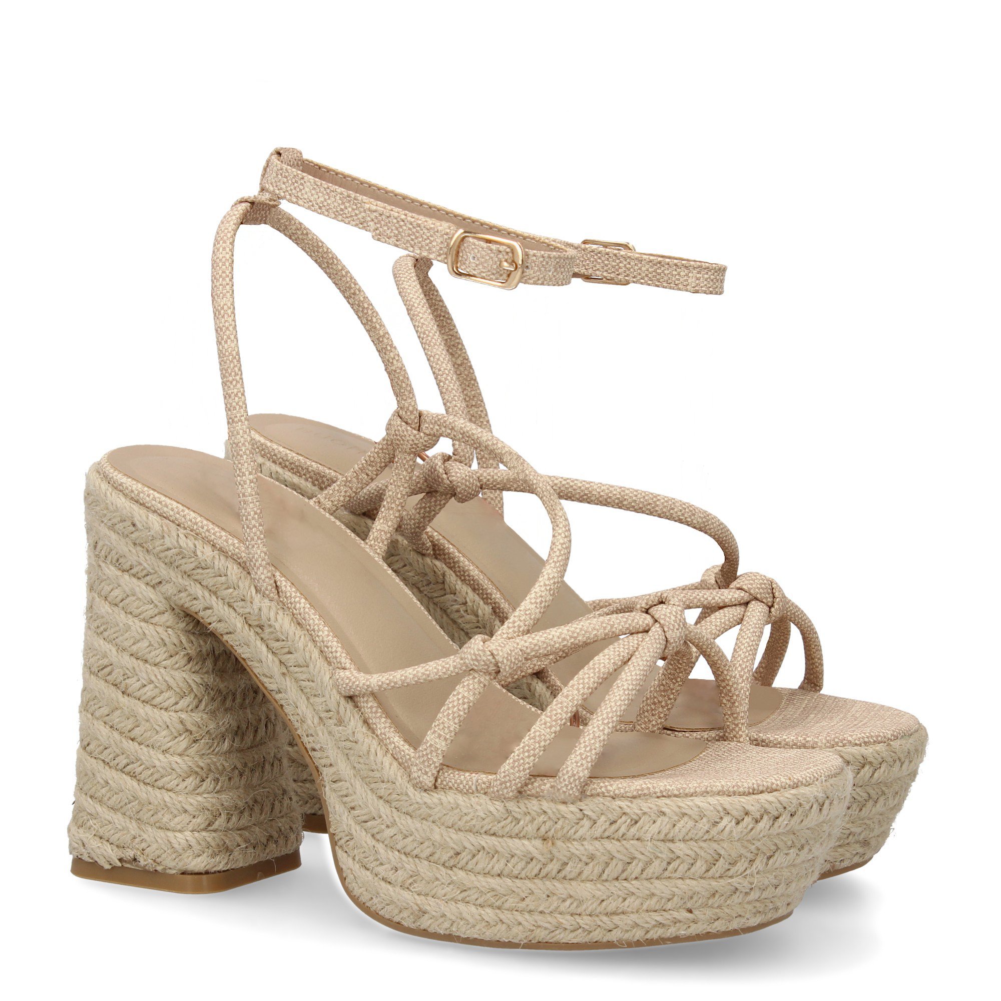Women's Jute Heeled Sandals, Comfortable And Elegant, With Crisscross Straps And Closure, Ideal For Early Summer
