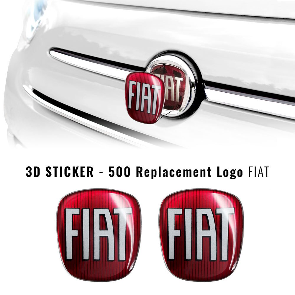 Fiat Adhesive 3d Logo Front + Rear Compatible With 500, Red