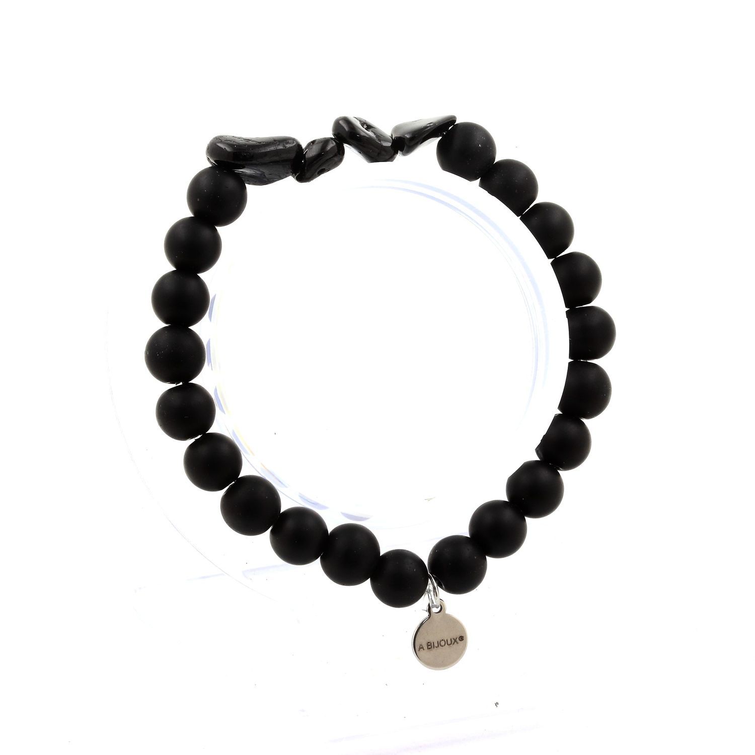 TEMU Pulsera de Schorl con Cuentas de Ónix Negro Mate Natural, 8mm
