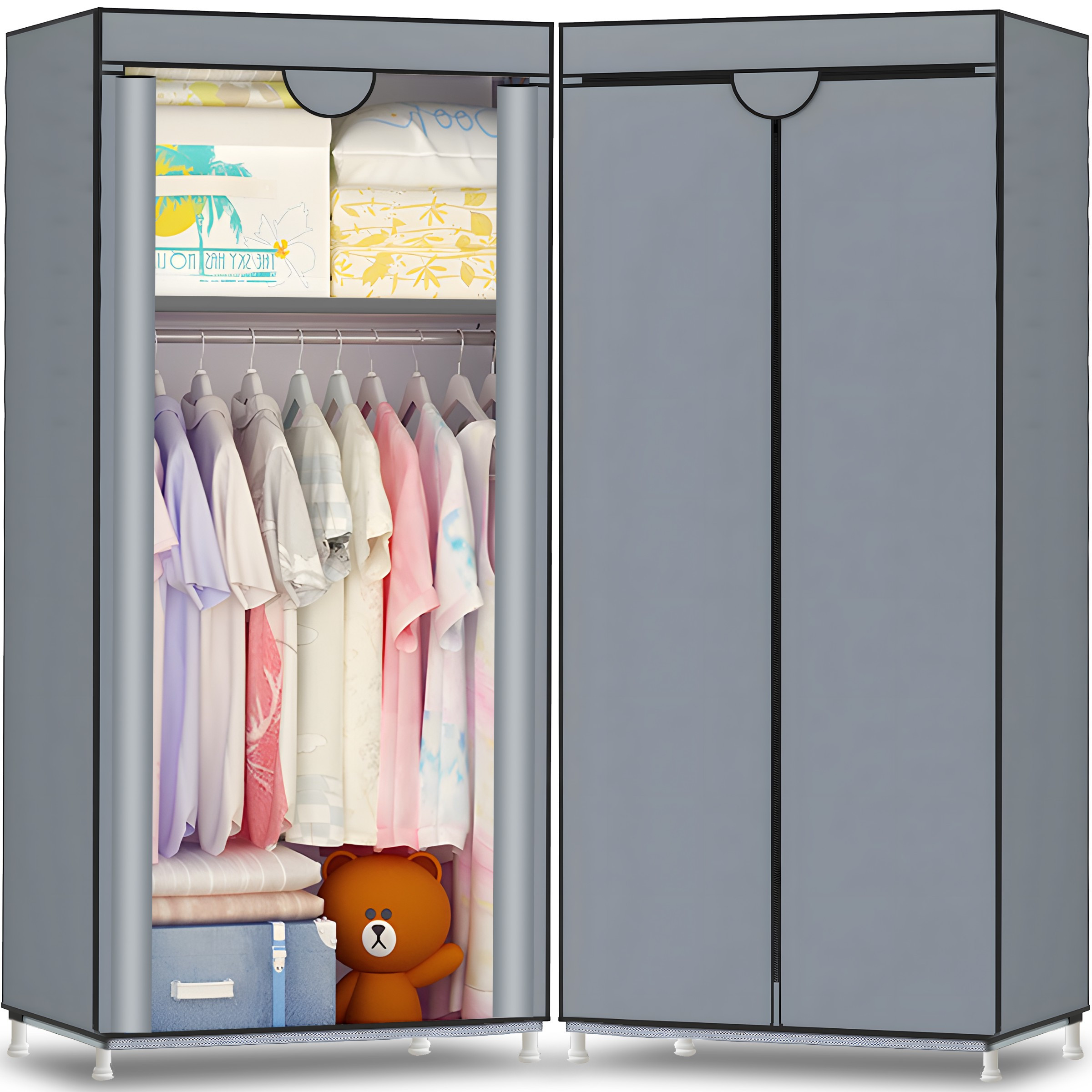 E-shop Retoo Stoffgarderobe für Kleidung, faltbar, Organizer, mobiler Kleiderschrank, Regal mit Abdeckung, praktische Aufbewahrung, Kleiderschrank mit