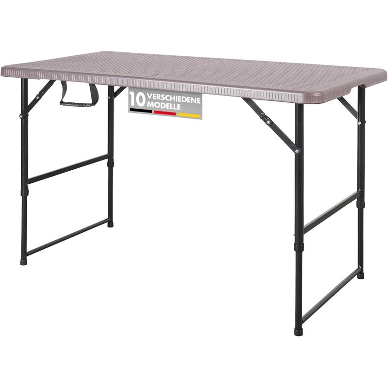 TEMU Mesa Plegable Saga 120 × 60 Cm – Resistente a , Altura Ajustable, Mesa de Jardín Portátil con de Ratán, , , Ahorra , Estable, de y Duradera –