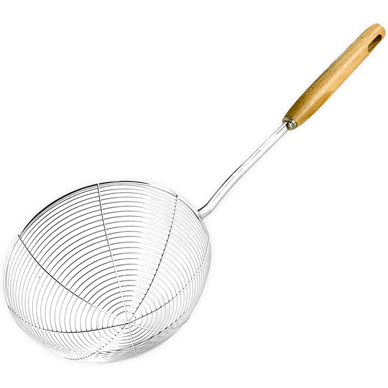 TEMU Aex Stainless Steel Ladle Frying Spoon Strainer With Wood Handle Pasta Strainer Wooden Spoons Cooking Utensils For Kitchen Cooking Frying Food