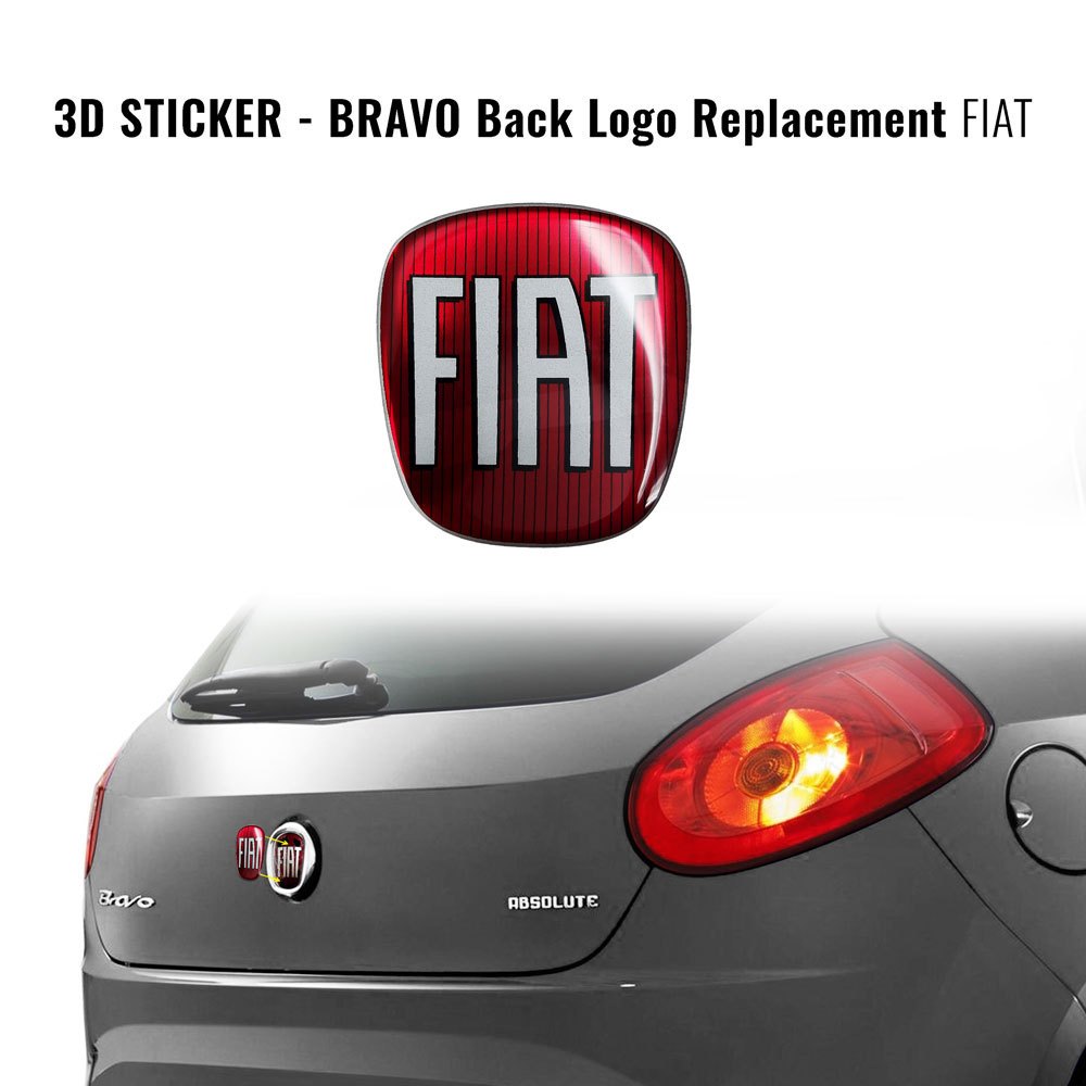 E-shop Fiat, 3D-Aufkleber, Ersatz-Achterlogo für , rot