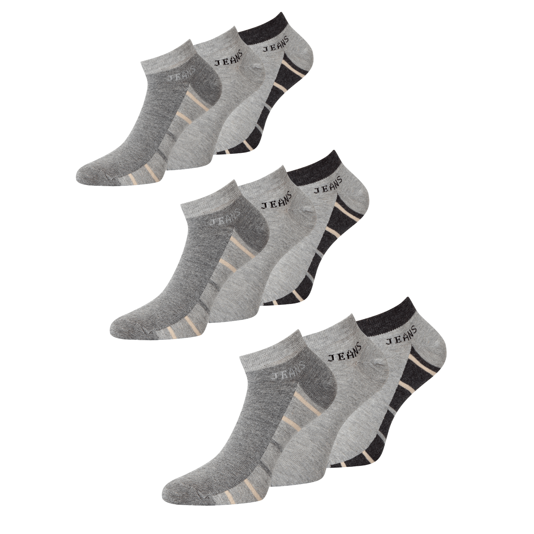 9 Pairs Men's Men'sgrey Ankle Socks Comfortable Short Socks 39-42, 43-46, 47-50