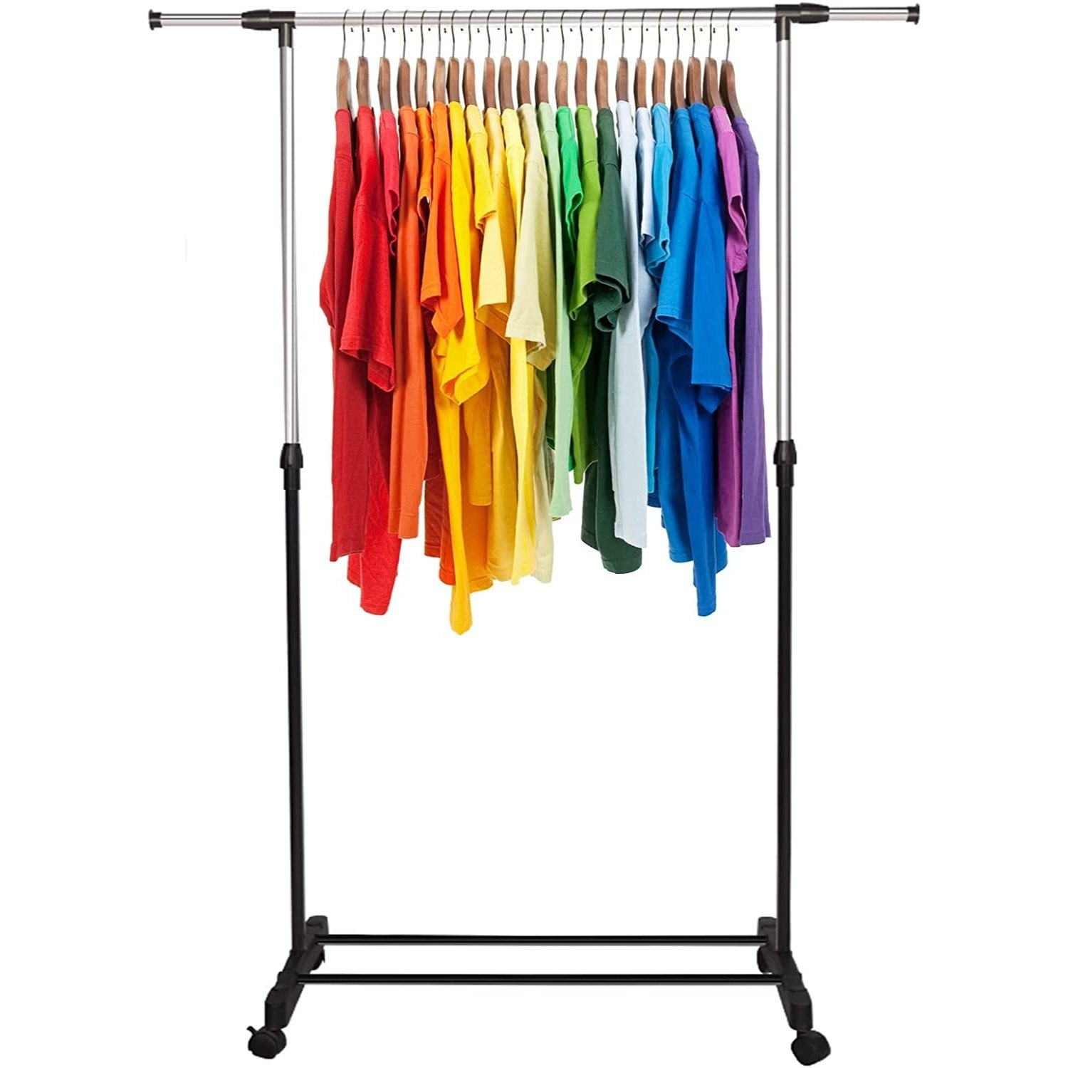 TEMU GREATOOL Perchero Colgador de Ropa, 80 x 90-160 cm, Vestidor, Acero Galvanizado, Portátil con Ruedas, para colgar Ropa