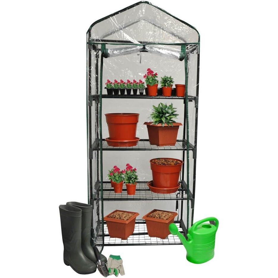 TEMU Replacement Pvc Cover For 4 Tier Greenhouse – Clear Waterproof Spare Sheeting With Zipped Roll-up Door – Heavy-duty Cold Frame Cover Only – Easy