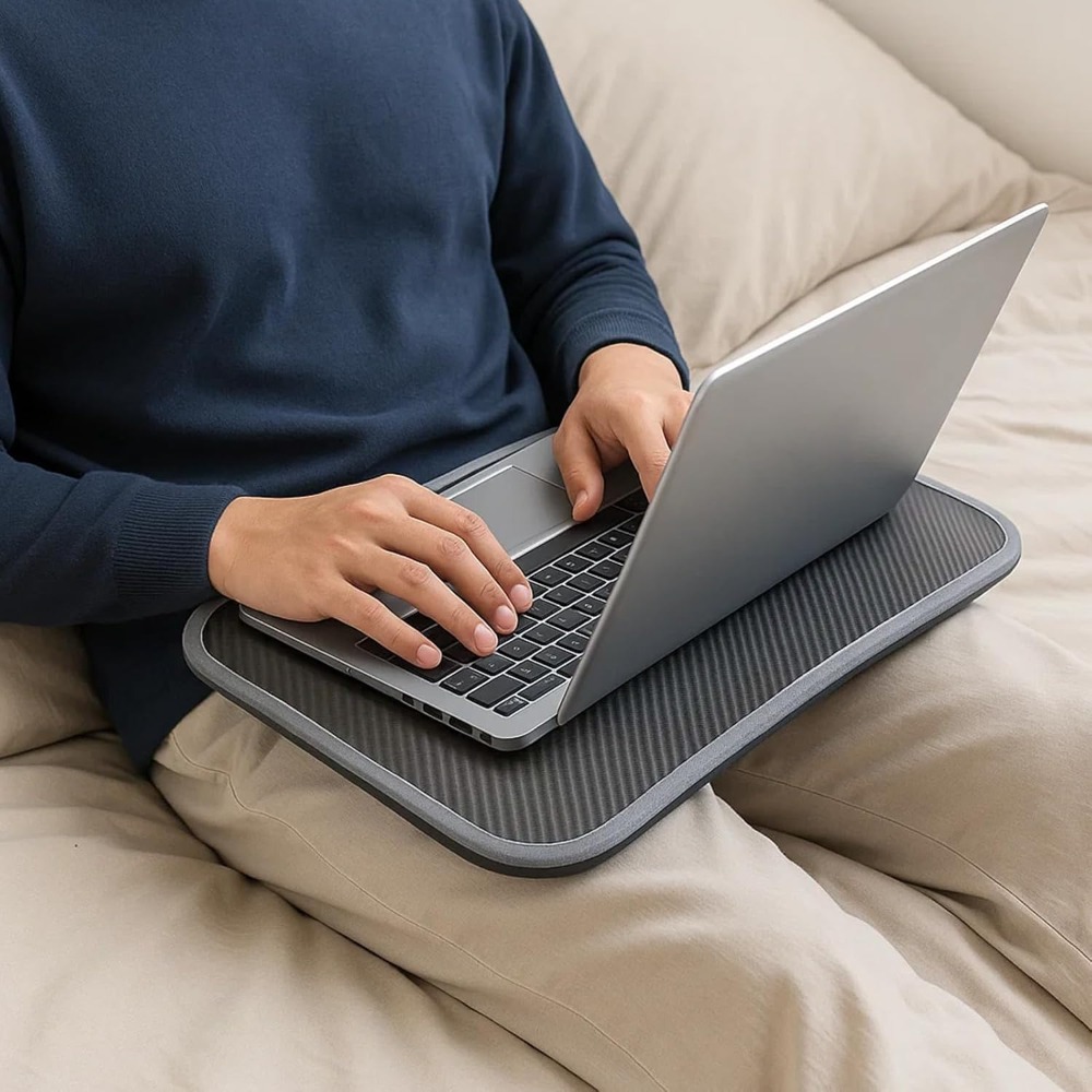 TEMU 1pc Portable Foam Particle Laptop Desk - Versatile For Bed, Office & Travel | Ideal For Tablets & Books