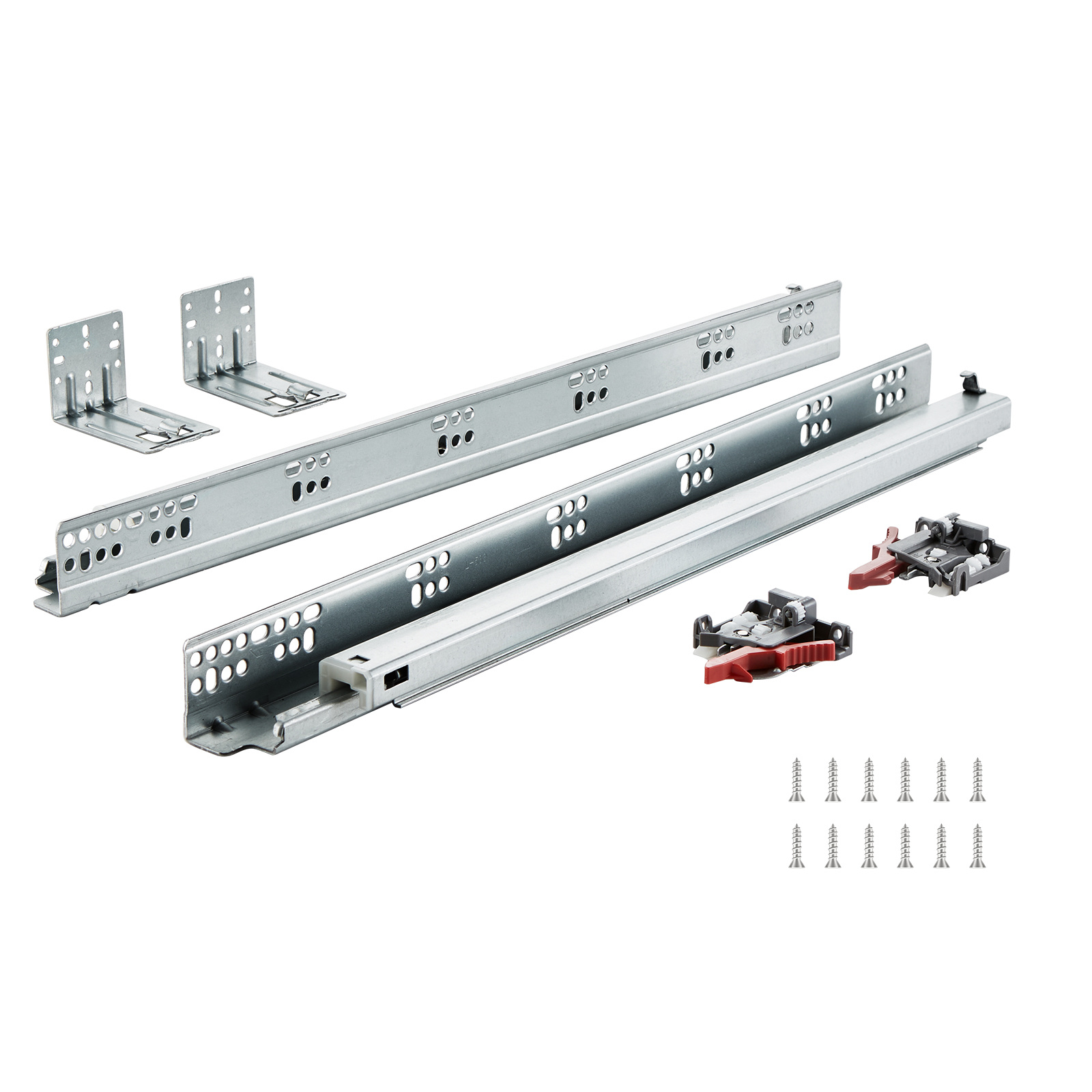 Image of Vevor 10 Pairs Of 21 Inch Drawer Bottom Side Mount Rails, Heavy Duty Full Ball Bearing Extension Steel Track, Noiseless Guide Glides Cabinet Kitchen Runners With Locking Mechanism, 100 Lbs