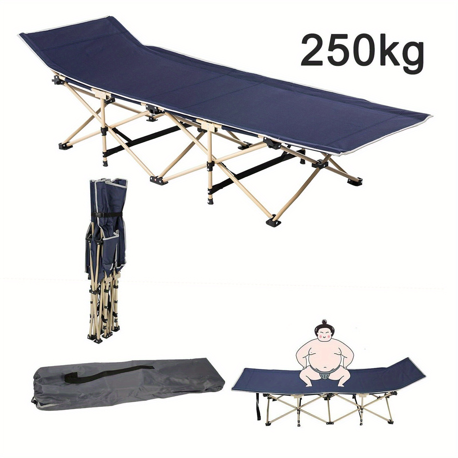 TEMU 190cm Load Capacity 250 Kg Folding Camp Bed Heavy Duty Camp Bed For Outdoor Sleeping Hiking Travel Only Outdoor