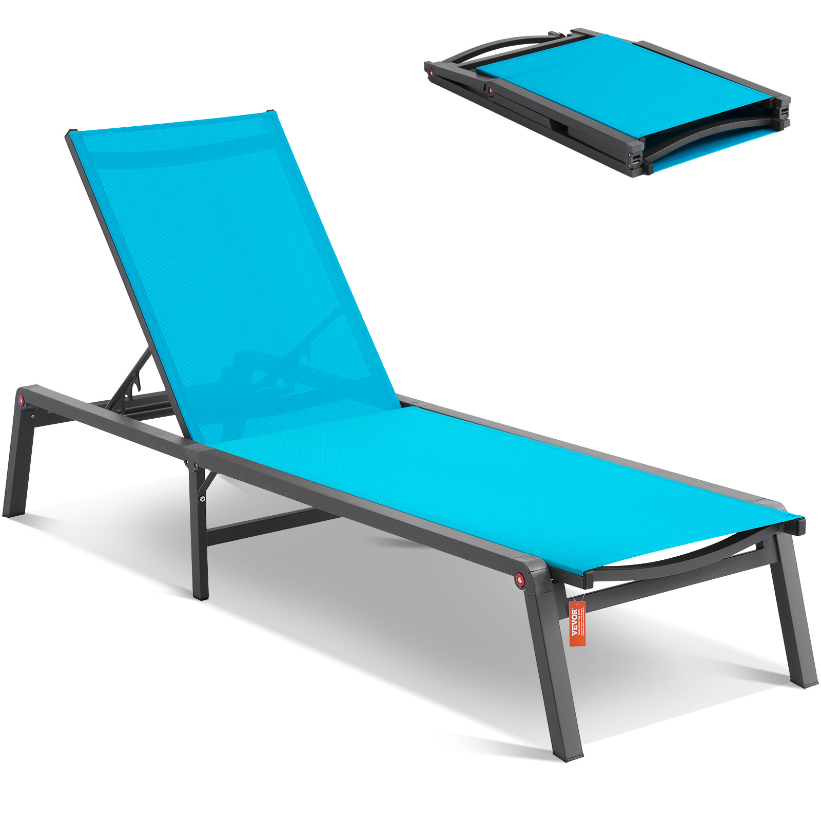 Image of Vevor Chaise Lounge Chair Outdoor Patio Lounge Chair With Adjustable 5-position