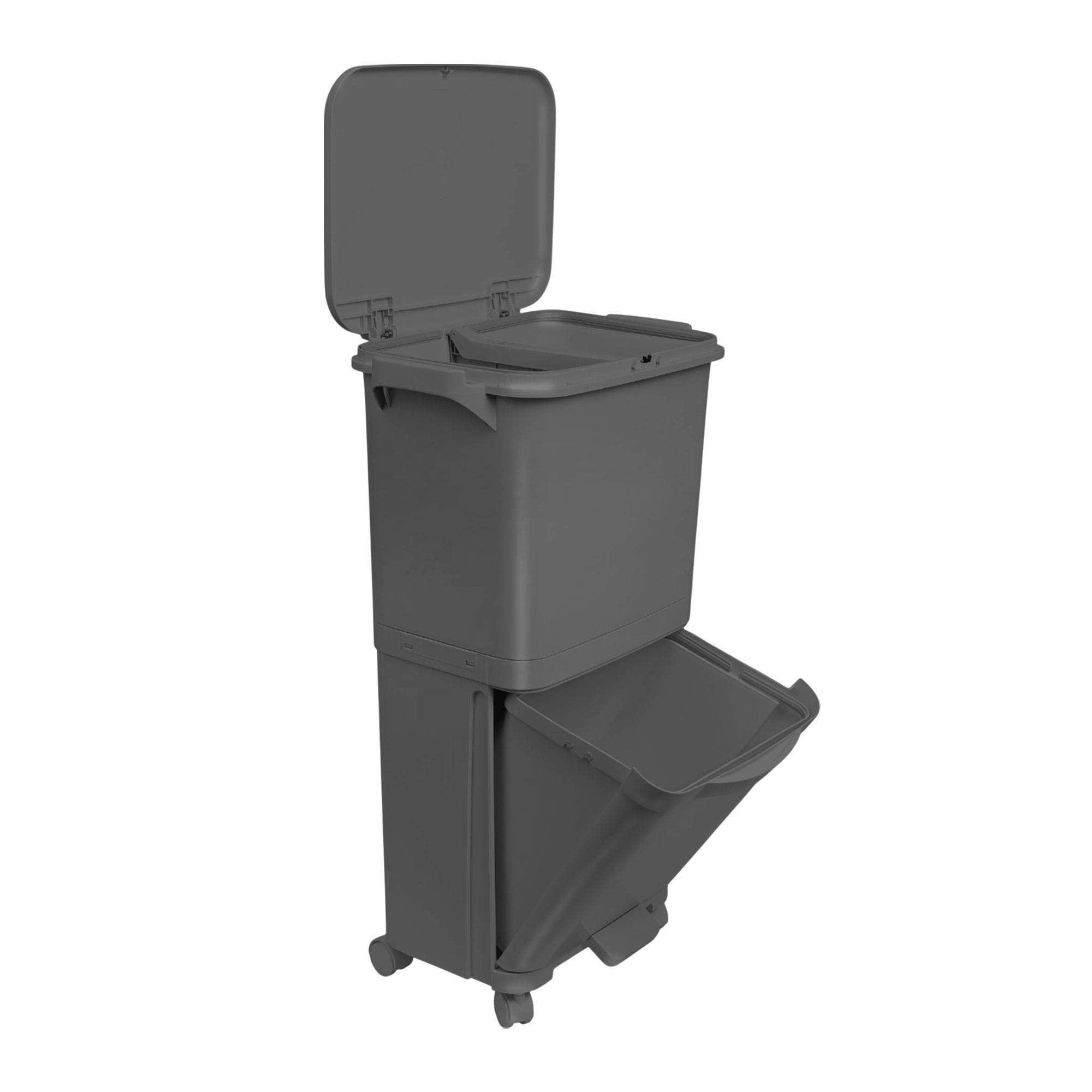 Image of Recycling Bins With Compartments, Pedal, Wheels And Handle – 38 L And 42 L In Different Colors