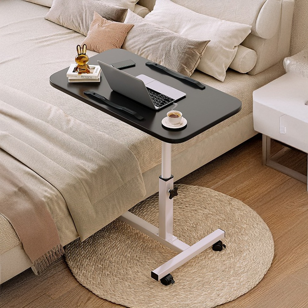 TEMU 1pc Space-saving Laptop Table, Adjustable Height With Swivel Top For Use As Nightstand, Or Breakfast Tray, Sturdy Metal Frame For Home, Dorm &