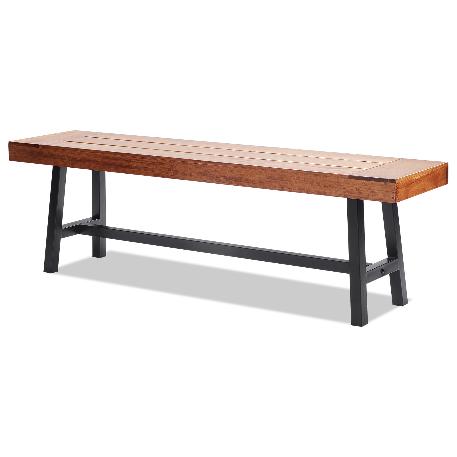 Vevor Outdoor Bench 63 In Wood Garden Bench Metal Leg Park Patio Dining Bench