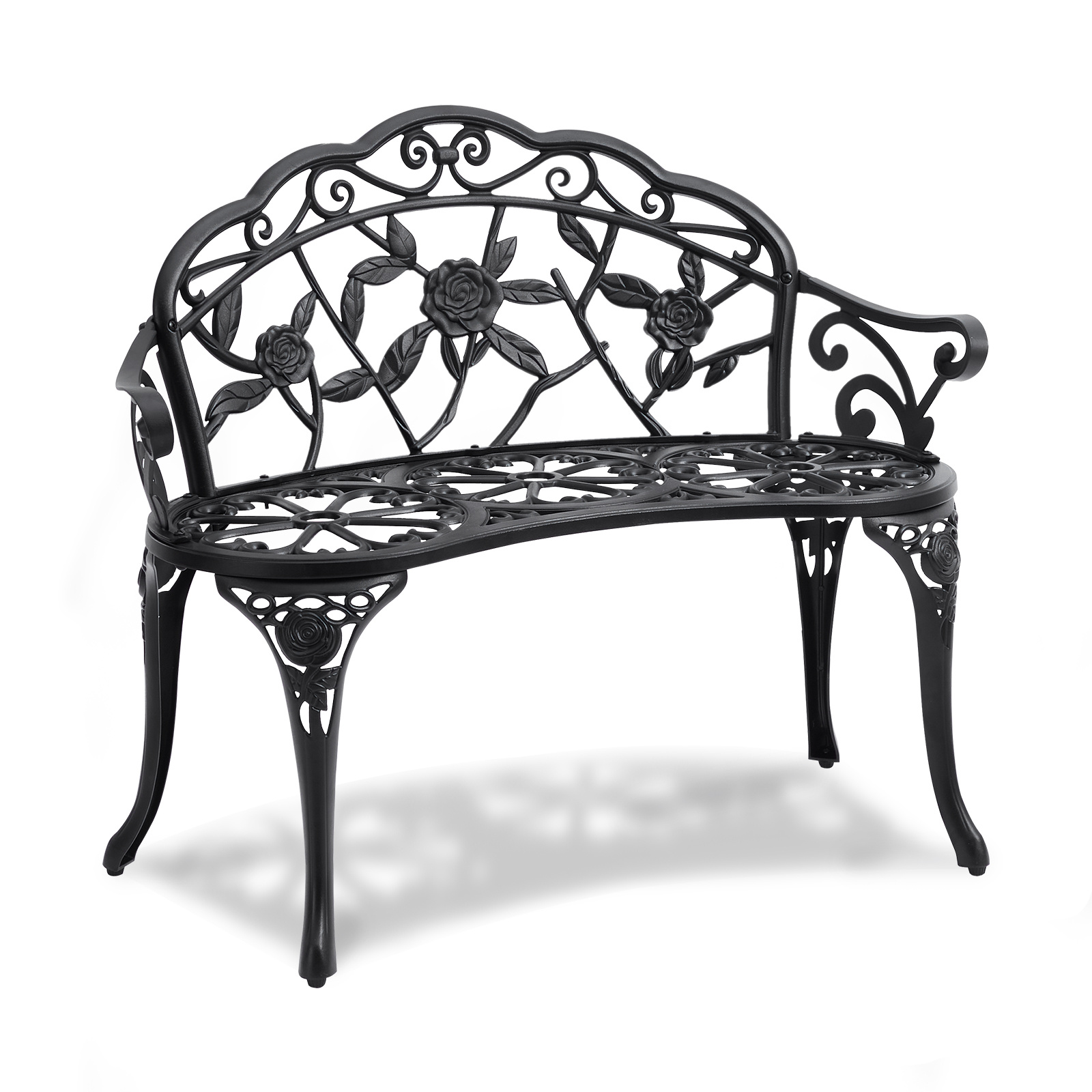Image of Vevor Outdoor Bench, 38.8 Inches Metal Garden Bench For Outdoors, 480 Lbs Load Capacity Bench, Outdoor Bench With Backrest And Armrests, Patio Bench For Garden, Park, Yard, Front Porch